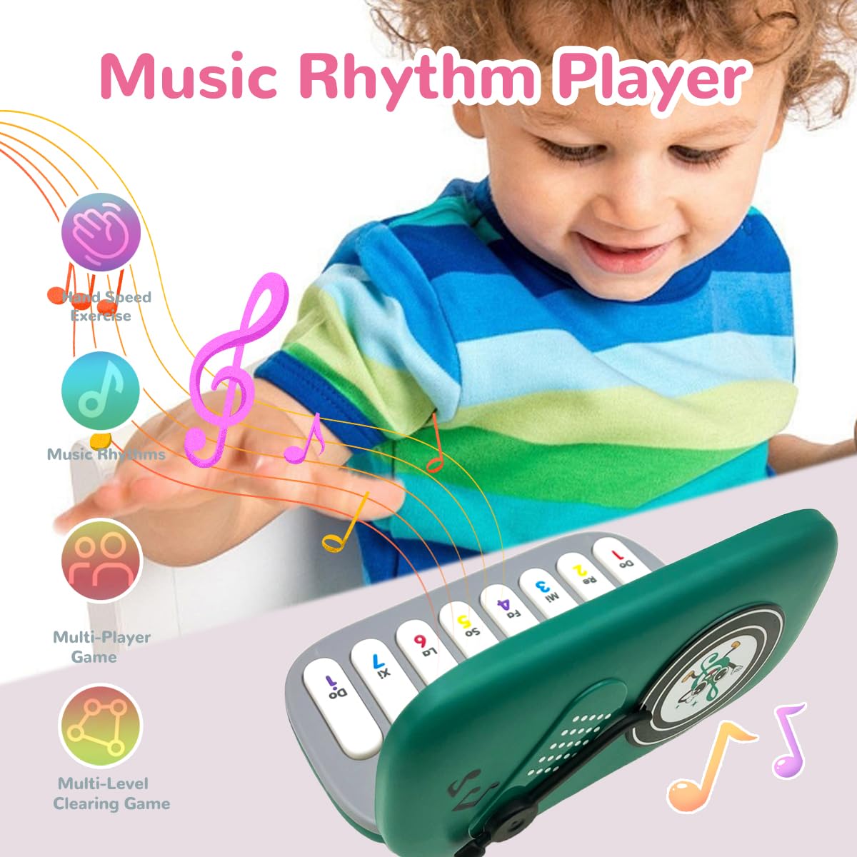 Kids Mini Piano Toy, BPA-Free Light Up Keyboard, Portable Travel Learning Toys for Toddlers, Music Interactive Birthday Gift for 3 4 5 6 Year Old Boys Girls Children (Green)
