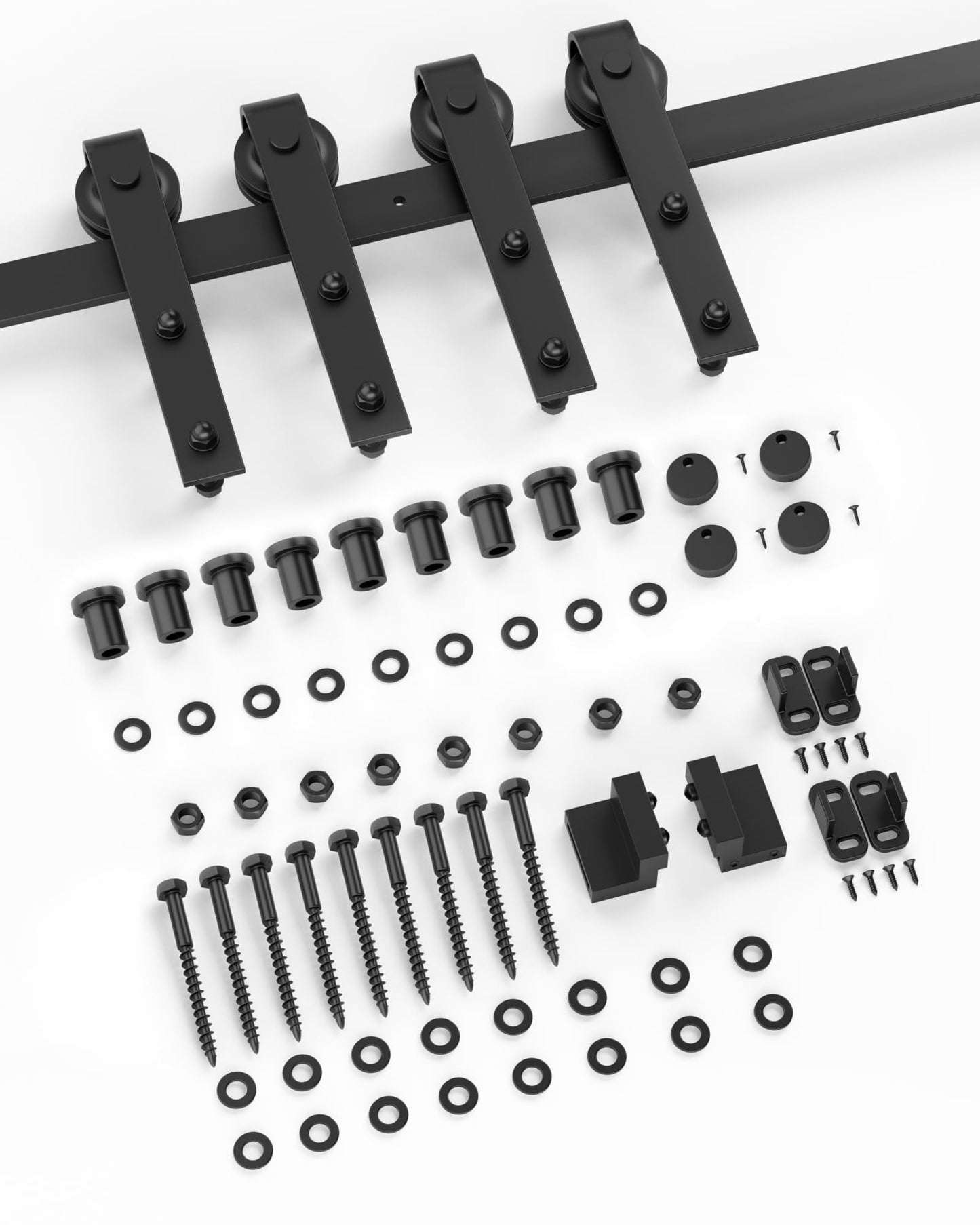 ZEKOO 13 FT Barn Door Hardware Kit for Cabinet Closet, Sliding Door Hardware for Double Barn Door, Heavy Duty Black Barn Door Track with Steel Hanger, Slide Smoothly Quietly, Easy Install