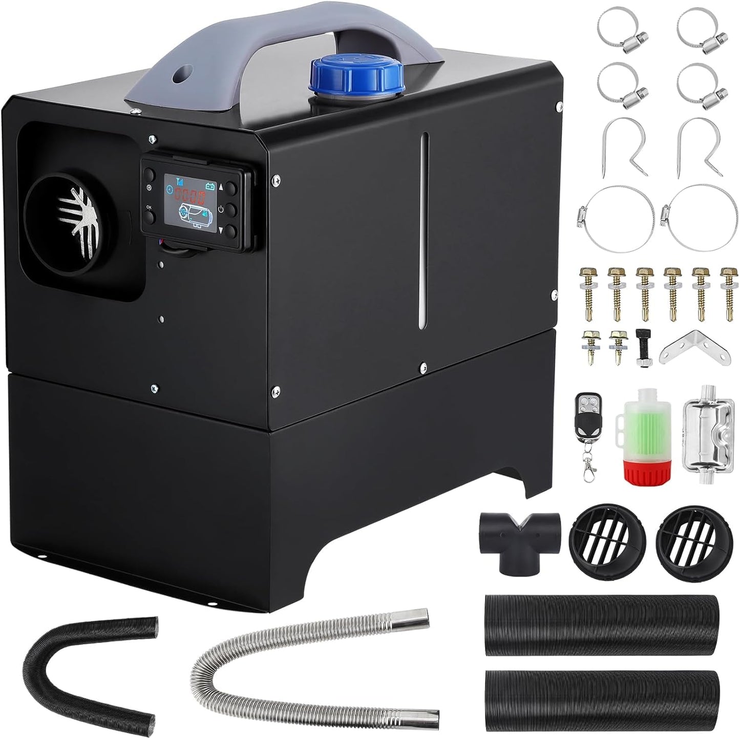 Diesel Heater 8KW 12V, All-in-One Diesel Air Heater, Portable Diesel Heater with Remote Control & LCD Monitor, Quick Heating for Car,RV,Truck, Camper,Trailer,Black