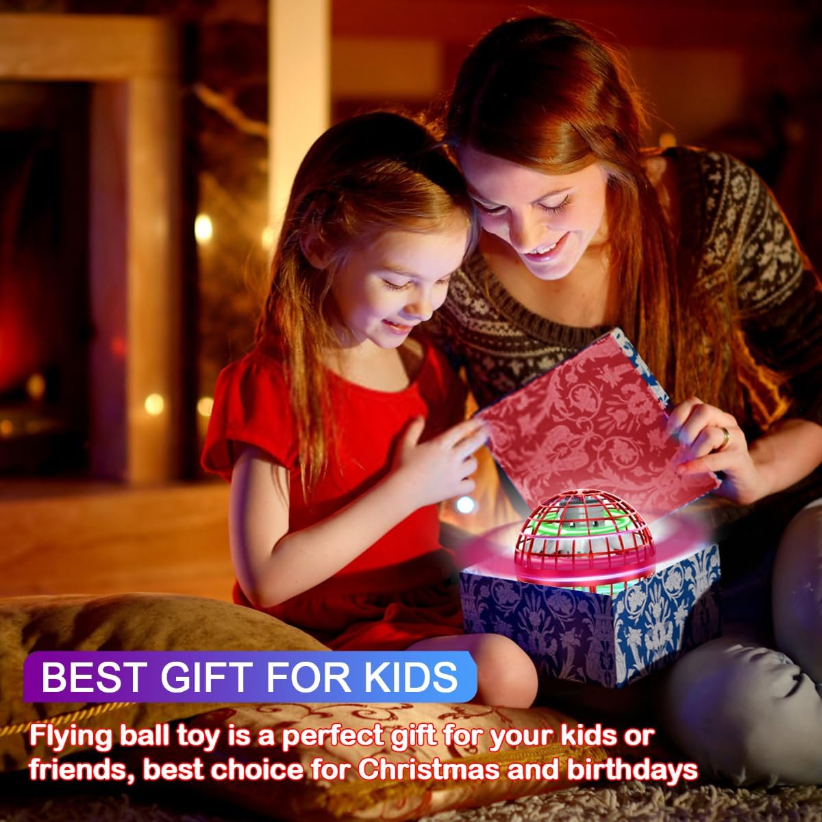 SUMMERLANGUAGE Flying Orb Ball Toy - 2025 Upgraded Magic Flying Orb Toy with LED Light 360°Rotating, Boomerang Flying Toys Indoor Outdoor Fun Games, for Boys Girls Adults Kids (Red)
