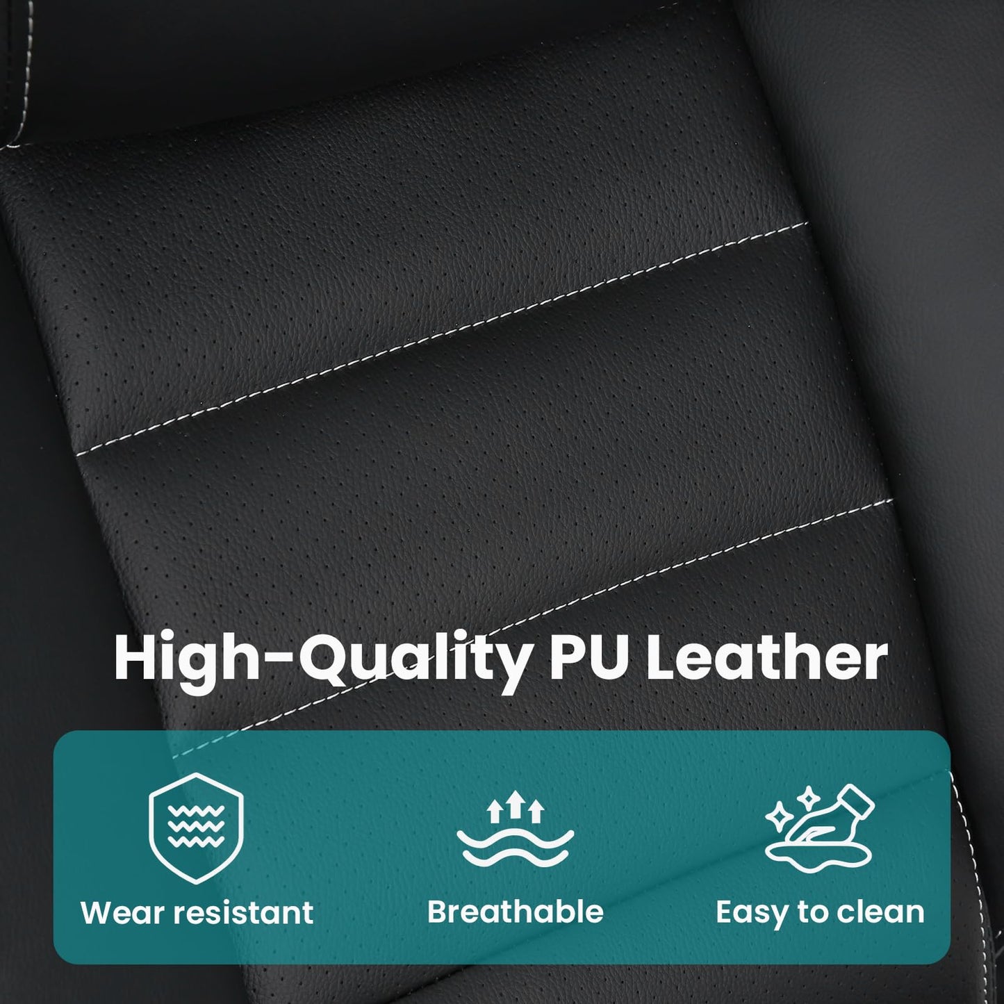 Big and Tall Executive Office Chair 400lbs for Heavy People, Ergonomic Computer Desk Chair with Lumbar Support & Adjustable Headrest, Comfy High Back Leather Office Chairs for Back Pain Relief, Black