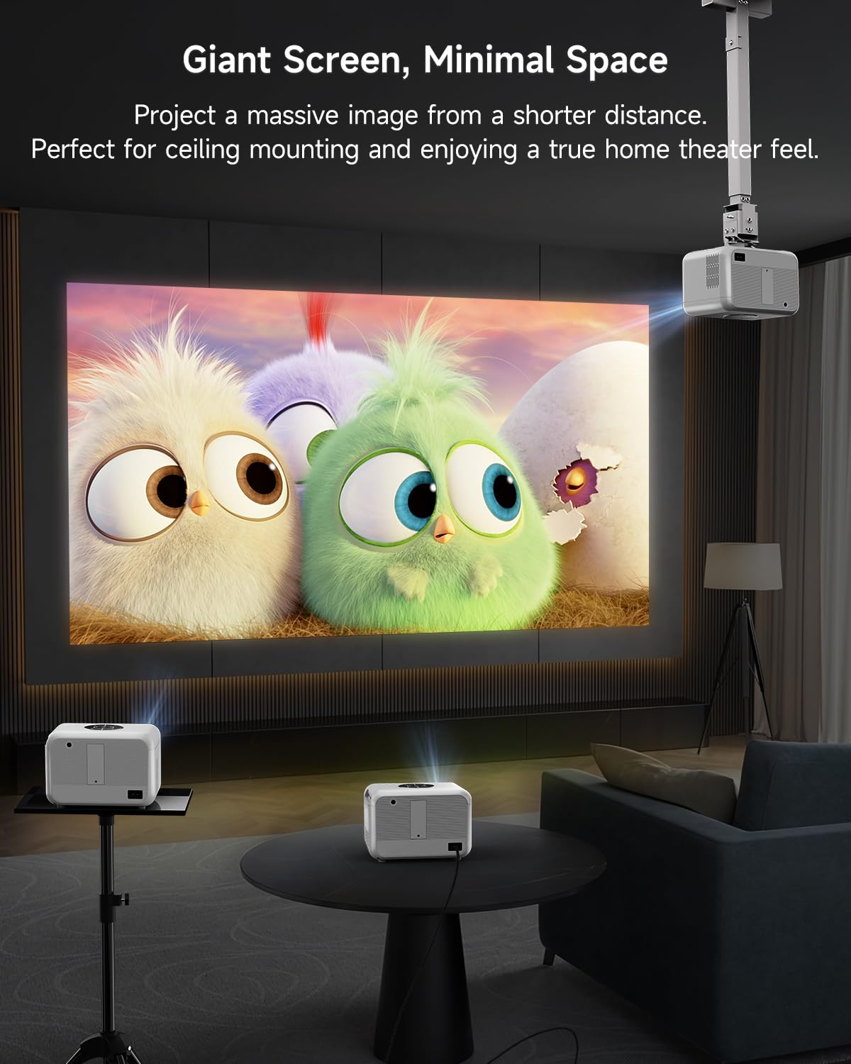 Smart 4K Projector Portable with Auto Focus, Triple Brightness, DB Audio, Official Apps for Outdoor Movie Night Home Theater Video Gaming, HDMI eARC/CEC WiFi6 BT5.4, Halloween Christmas Holiday