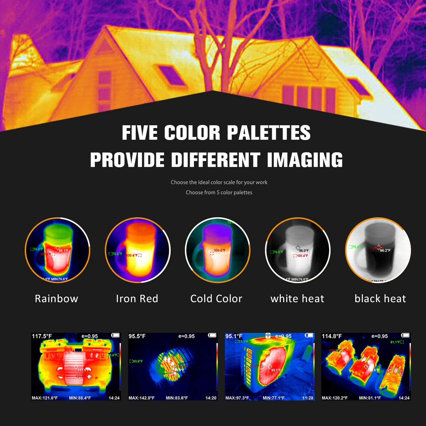 HT-A10 Thermal Imaging Camera - Precision Vision with 256x192 IR Resolution, Enhanced 3.5" Color LCD Screen, WiFi Wireless Connectivity, Versatile 5 Color Palettes, Sleek Handheld Design