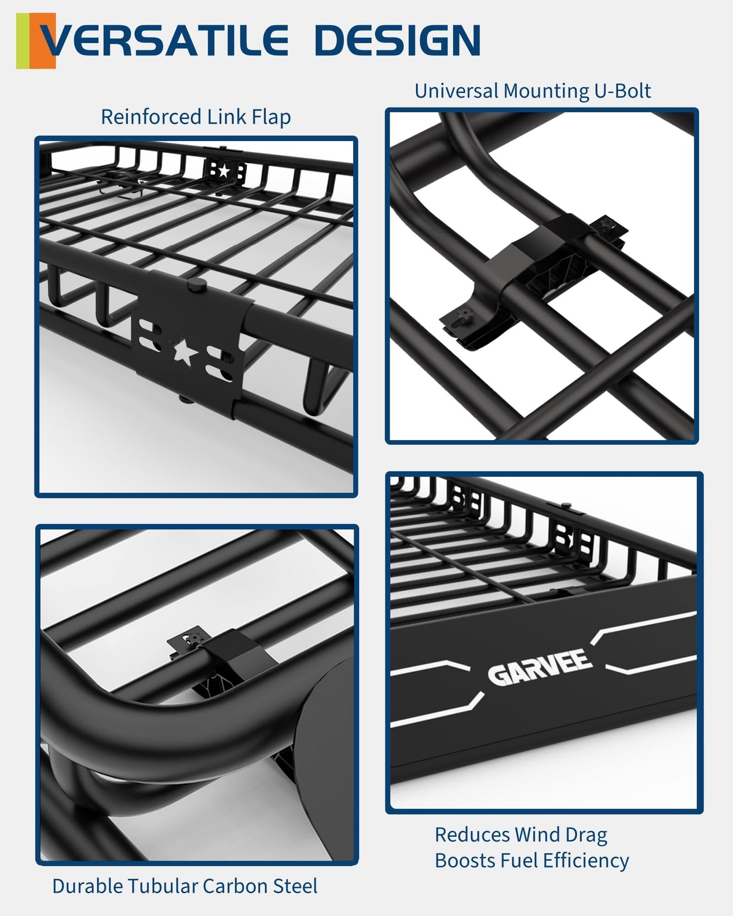 GarveeLife 64 in x 50 in Universal Roof Rack Basket, 200 LBS Capacity Rooftop Cargo Carrier Basket with Extension Luggage Rack Heavy Duty for SUVs, Trucks, Vehicles