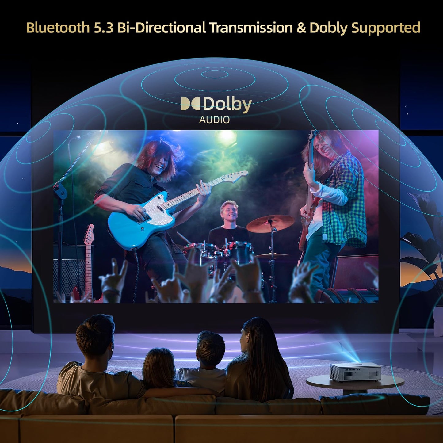 Compatible with Netflix Movie Projector with WiFi6 and Bluetooth5.3, Built-in App Store, Dolby Audio & Electric Focus & Auto Keystone, 4K Support High Brightness Outdoor Projectors, 1080P Proyector