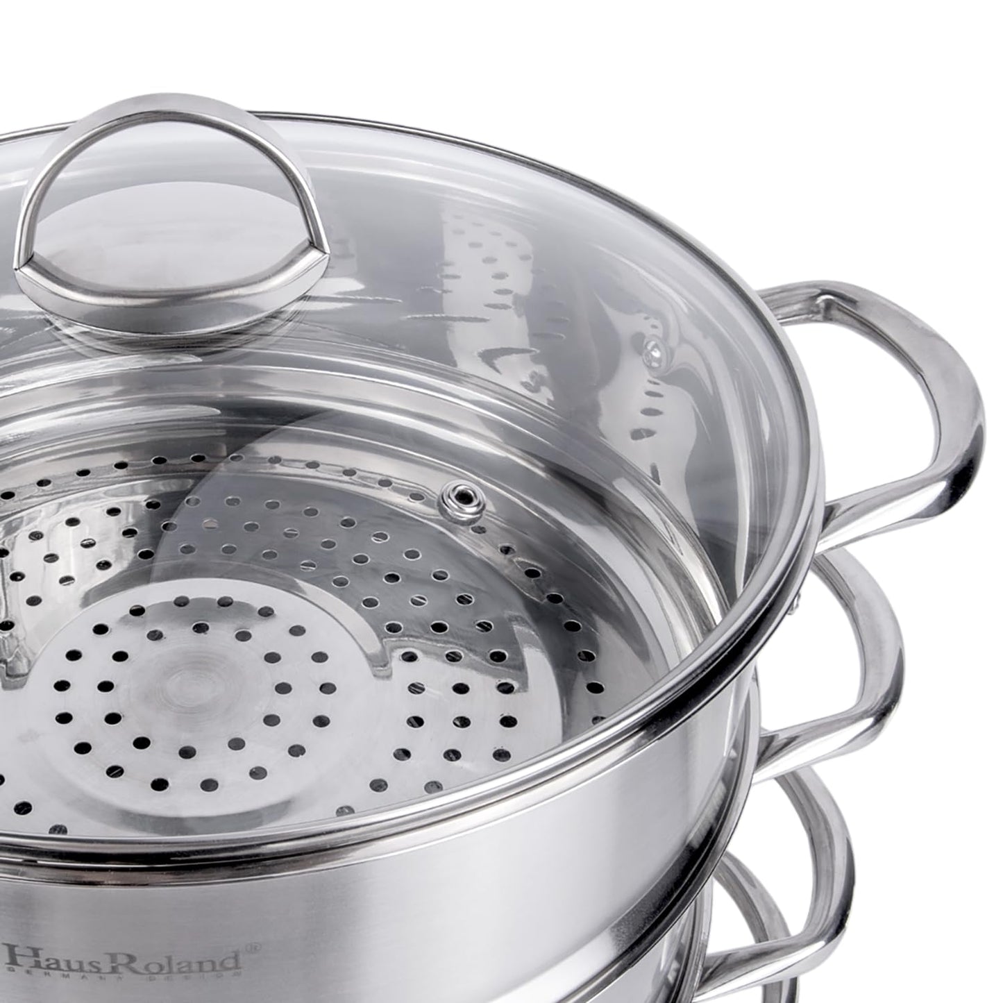 3-Tier Stainless Steel Steamer Pot with Lid Dumpling Steamer Pot for Cooking (3-tiered), Multi-Layer Cookware Pot, Food Vegetable Cooking Pan with Stackable Pan Insert for Vegetable, Dumpling, Meat, Dishwasher safe, Induction Safe (Silver, 10.56-qt. (10 L