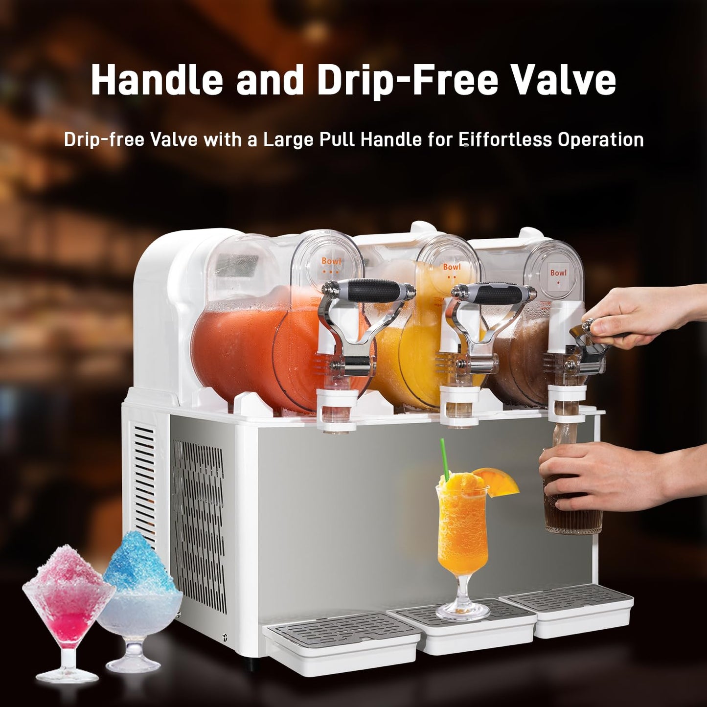 Commercial Slushy Machine, 3Lx3 Tank,Frozen Drink Machine Smoothie Slushy Maker，Cannot make alcoholic beverage
