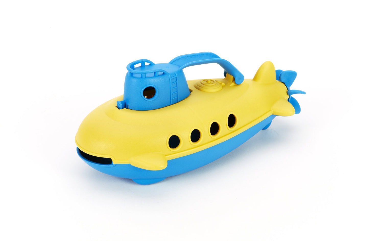Green Toys Submarine, Blue/Yellow - Pretend Play, Motor Skills, Kids Bath Toy Floating Pouring Boat. No BPA, phthalates, PVC. Dishwasher Safe, Recycled Plastic.