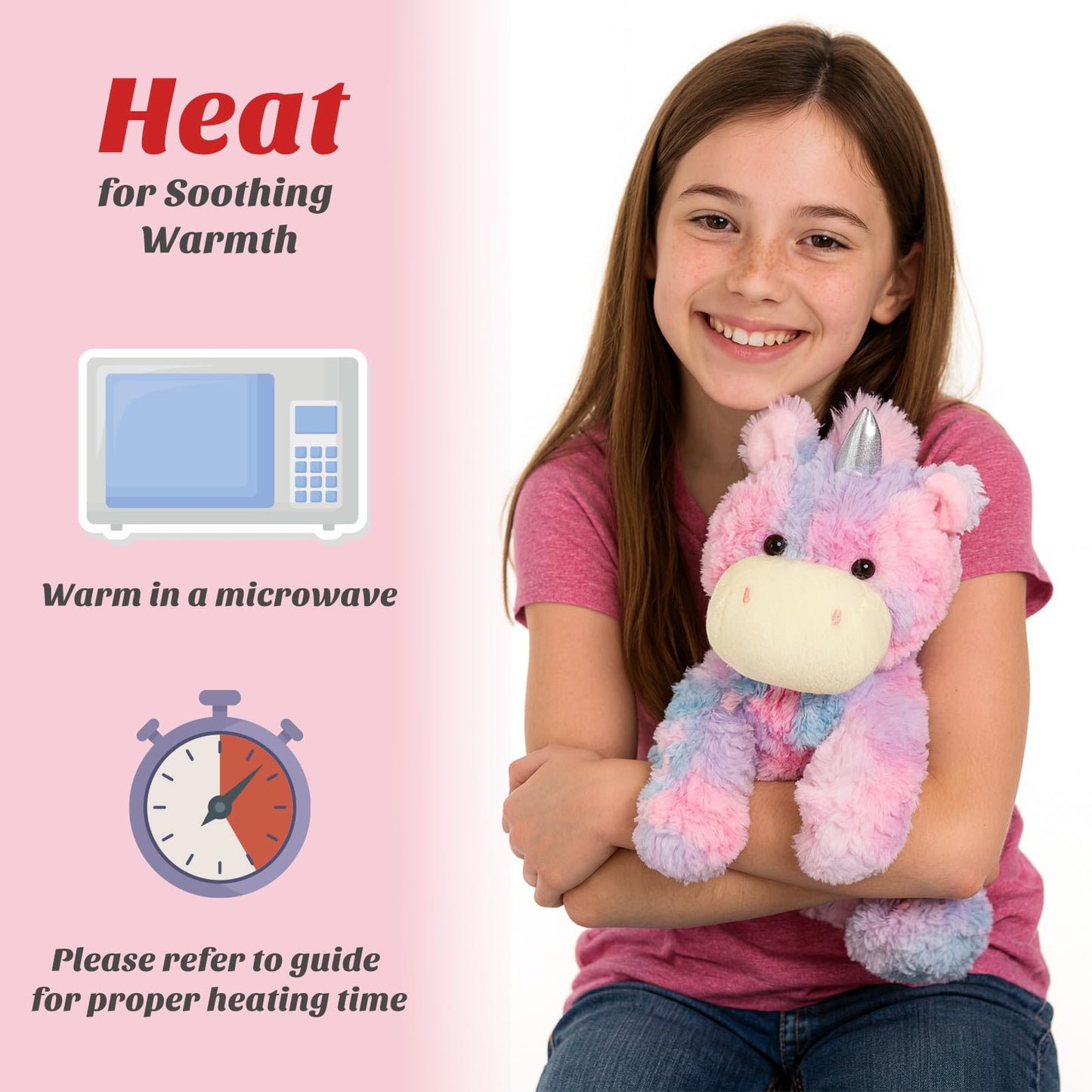 Easfan Weighted Stuffed Animals, Heated & Coolable Weighted Plush Toy for Period Cramps & Pain Relief, Microwavable Lavender Scented Toys Cute Soft Plushies, Unicorn Gifts for Adults & Kids,12 inch