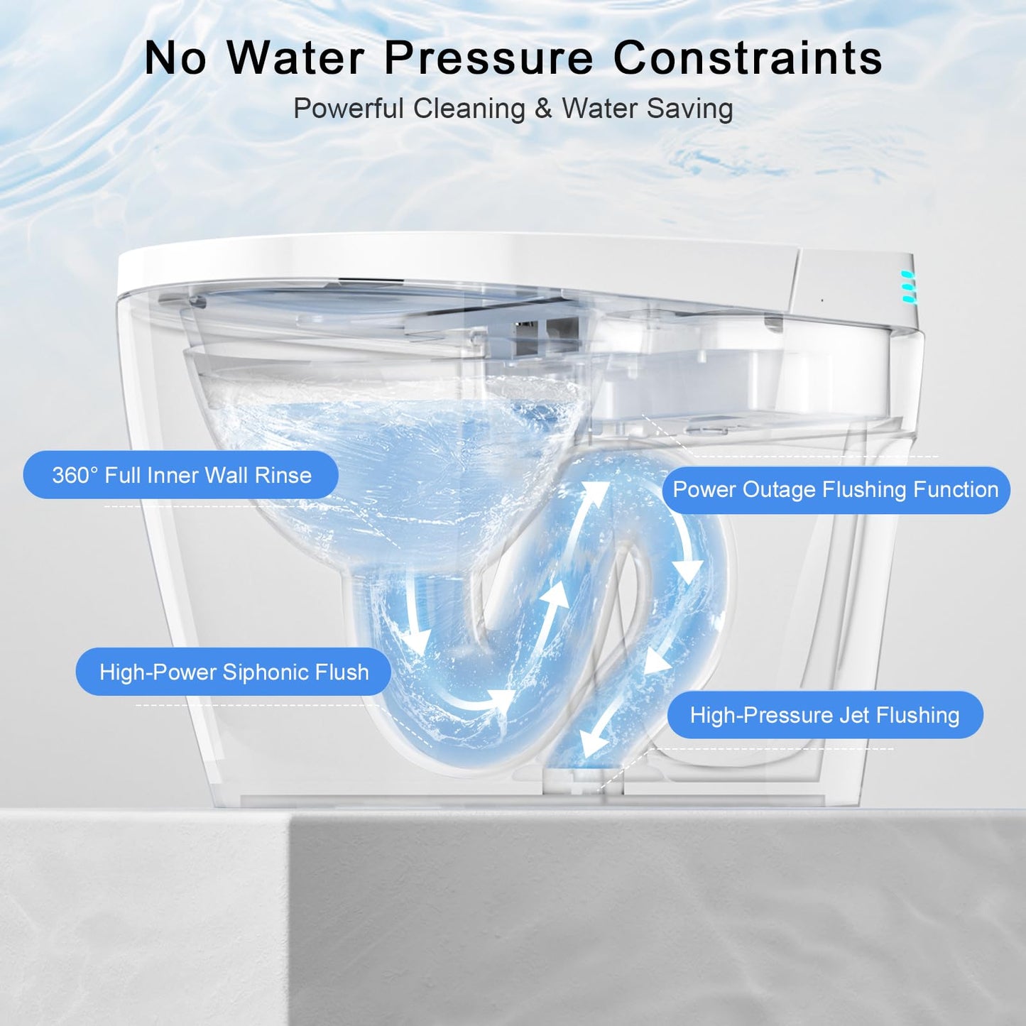 Smart Toilet with Bidet Built in Heated Seat, Smart Tankless Toilet with Warm Water and Dryer, Fahrenheit LED Display, Auto Flush, Foot Sensor