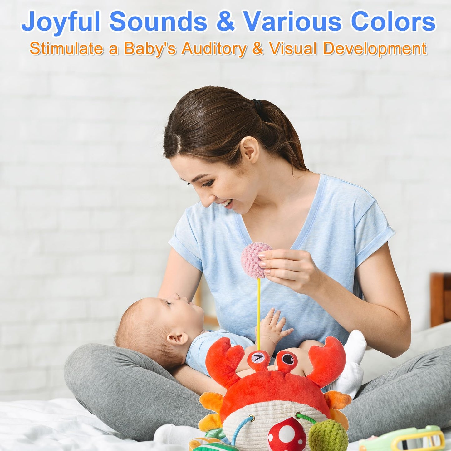 Lynncare Car Seat Toy for Babies 0-6 Months, Stroller Toy with a Convenient Clip, Carseat Toys Hanging Baby Accessories,Built-in Bell, Rattle,Mirror for Infant,Babies Gift 0-3-6-12 Months Boy Girl