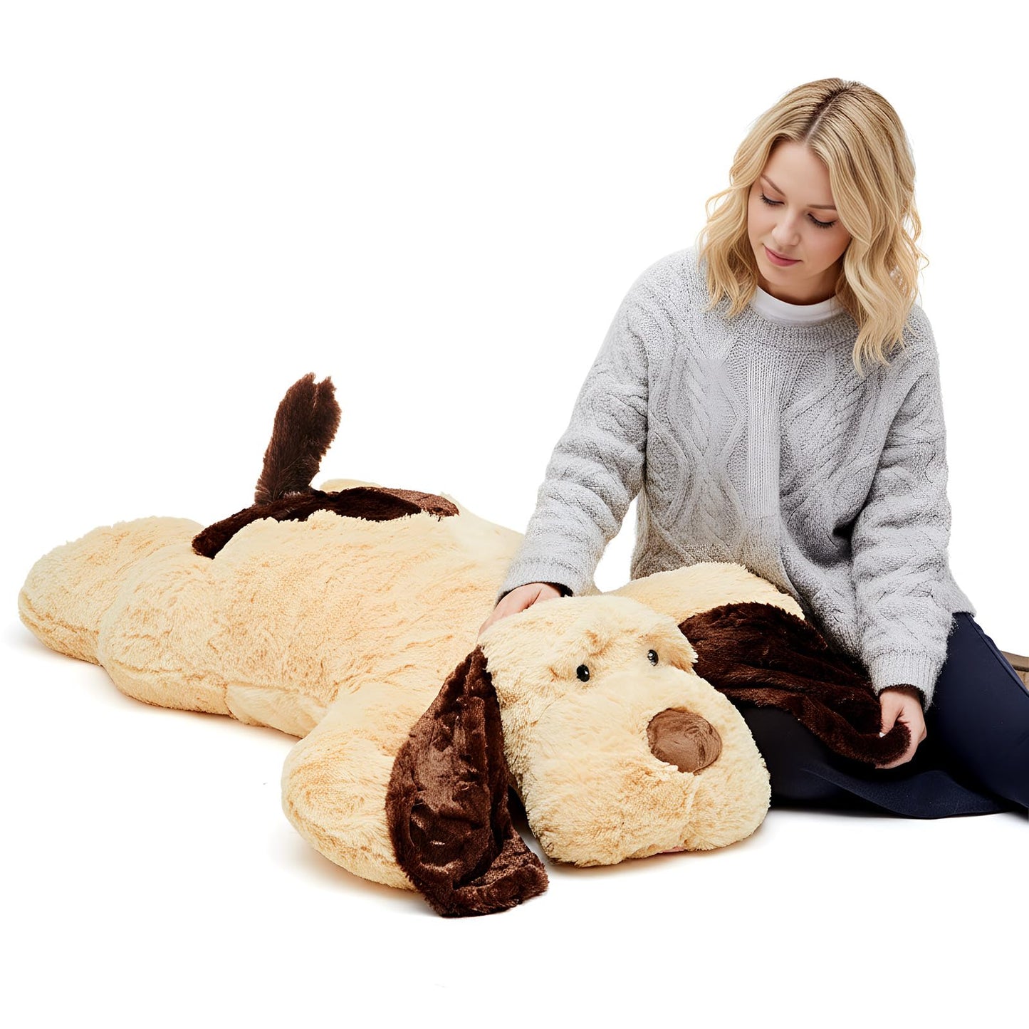Juexica Giant Dog Stuffed Animal, 48 Inch Large Stuffed Dog Plush Body Puppy Pillow for Birthday Party Gift Supplies, Light Brown
