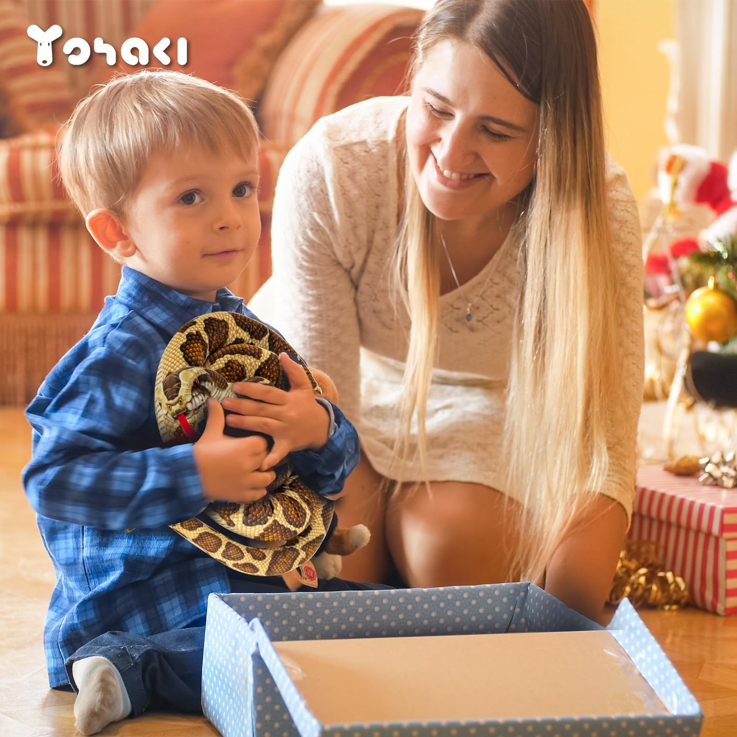 YOHAKI Giant Stuffed Snake Plush – 118 Inch Realistic Snake Toy for Kids & Adults, Machine Washable, Soft Animal Plush for Jungle Theme Decor, Birthday for Boys & Girls,Brown