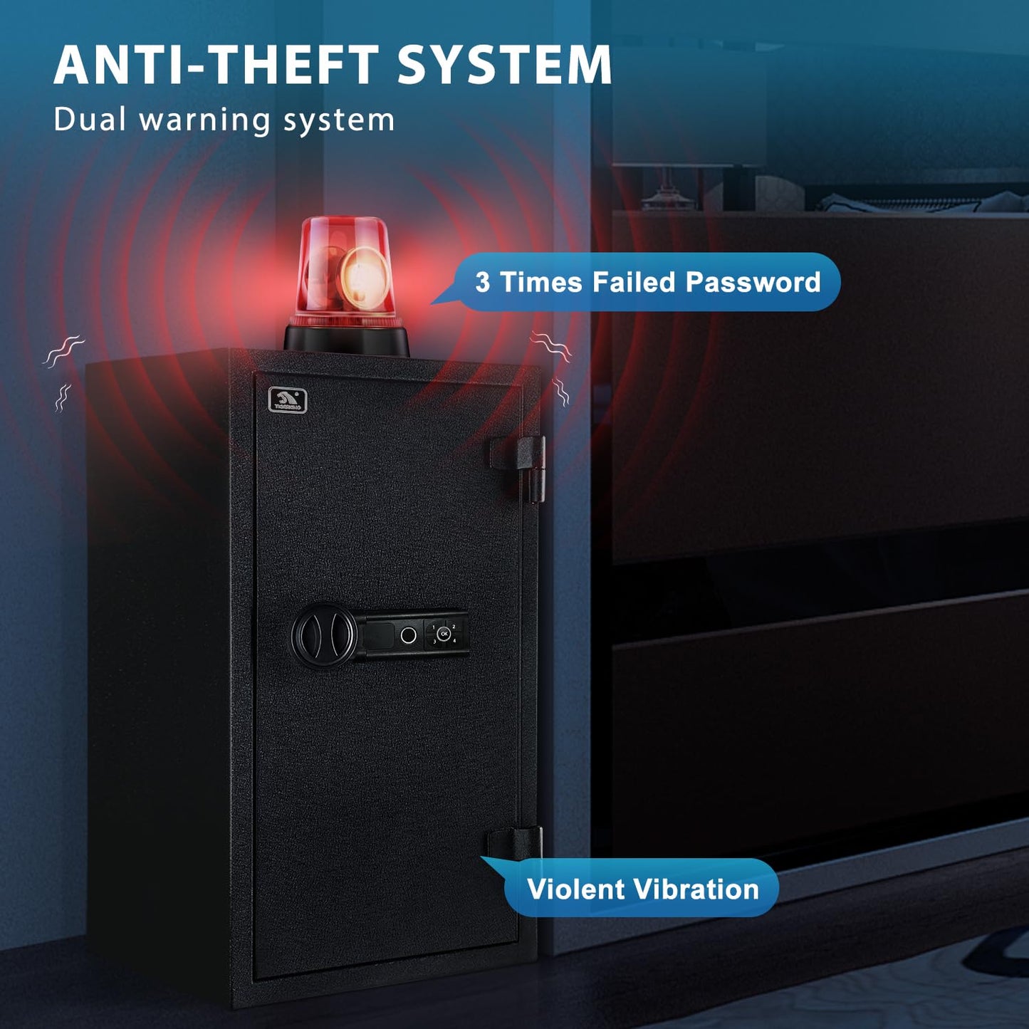 TIGERKING Biometric Fingerprint Fireproof Safe for Home Office, 3.47 Cu Ft Solid Steel Security Safe with Removable Shelf, Stores 29 Fingerprints, 30 Min Fire Protection, Anti-Theft Digital Safe