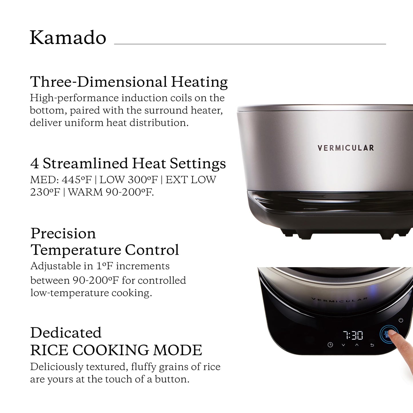 Vermicular Musui–Kamado (RICEPOT) | Cast Iron Induction Cooker | Precision Multicooker | Japanese Rice Cooker | Slow Cooker | Non-Toxic Enameled Cast Iron Pot | Matte Black & Silver | US Model (120V)