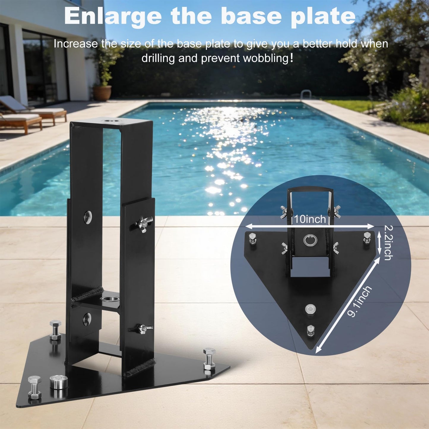 Foinwer Pool Fence Drill Guide with Bubble Level | Adjustable Angle Pool Fence Drill Guide with 5/8" Anchor Hole Size | DIY Pool Safety Fence Installation Assistant