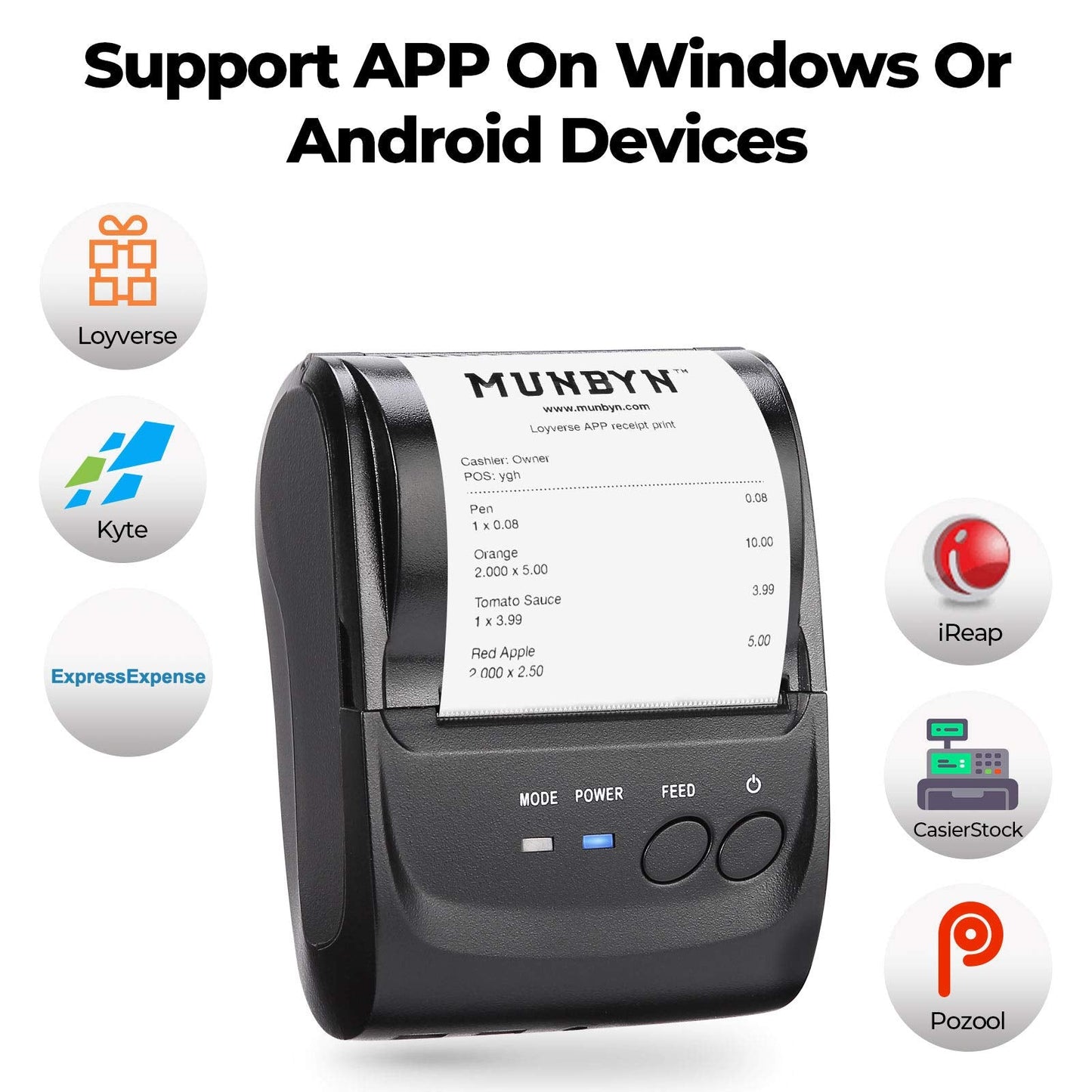 MUNBYN POS Touch Screen Monitor 17-inch 400 nits Flat Capacitive LED Touchscreen Monitor POS System and POS Receipt Printer, 58mm Receipt Printer