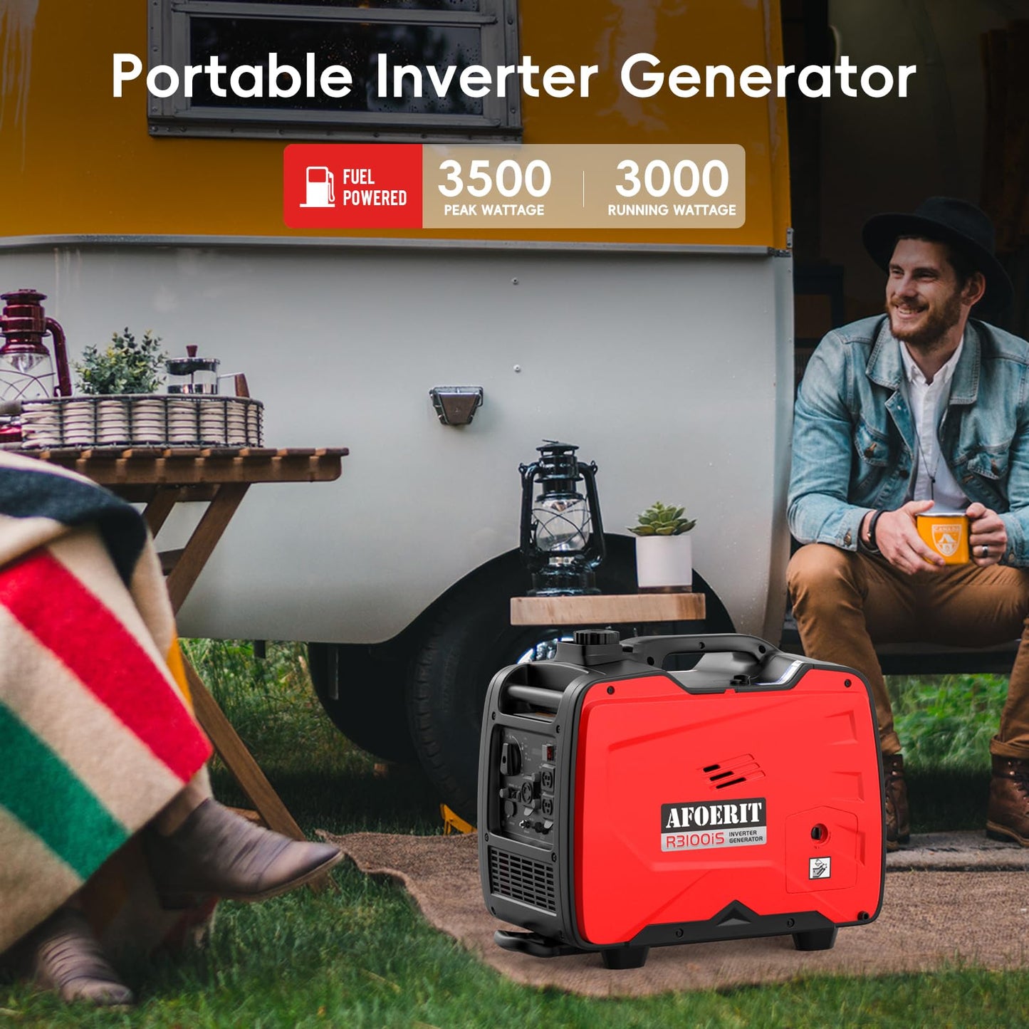 3500 Watt Inverter Generator Portable, Quiet and Lightweight Gas Generaror for Camping, Power Equipment Fuel RV Ready