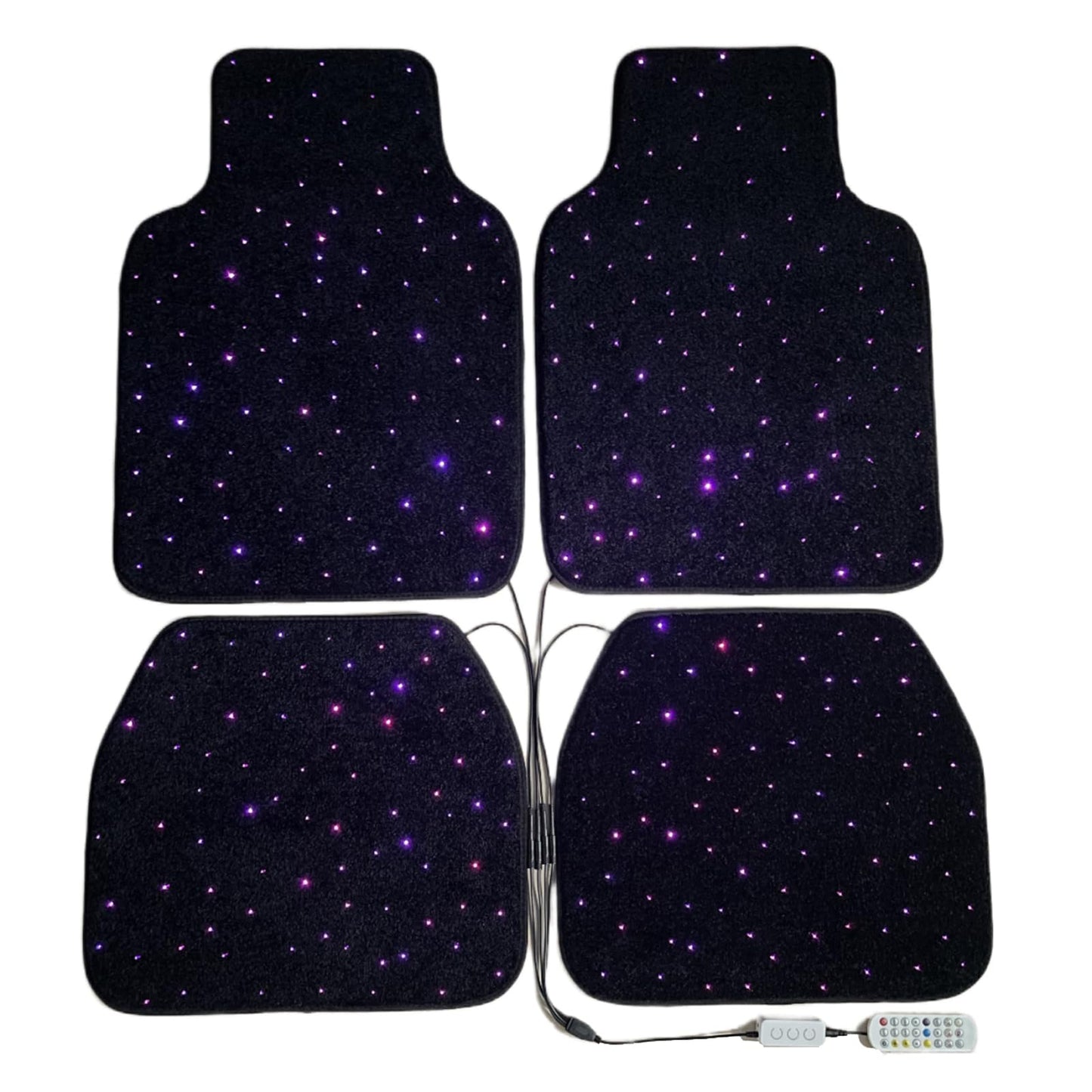 Luxury Starlight LED Car Floor Mats, 4pcs Starry Star Light Floor Mats Washable Fiber Optic Lights APP/Remote Control Music Mode Sound Activated Interior Lights for Cars, SUVs, Trucks