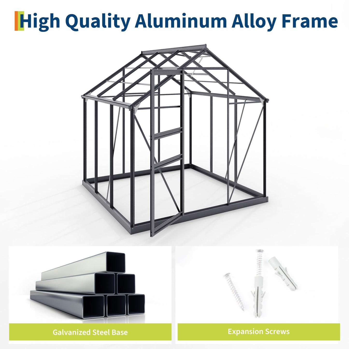 Greenhouses for Outdoors, Polycarbonate Greenhouse with Quick Setup Structure & Roof Vent, Heavy Duty Frame Walk-in Green Houses for Outside Garden Backyard