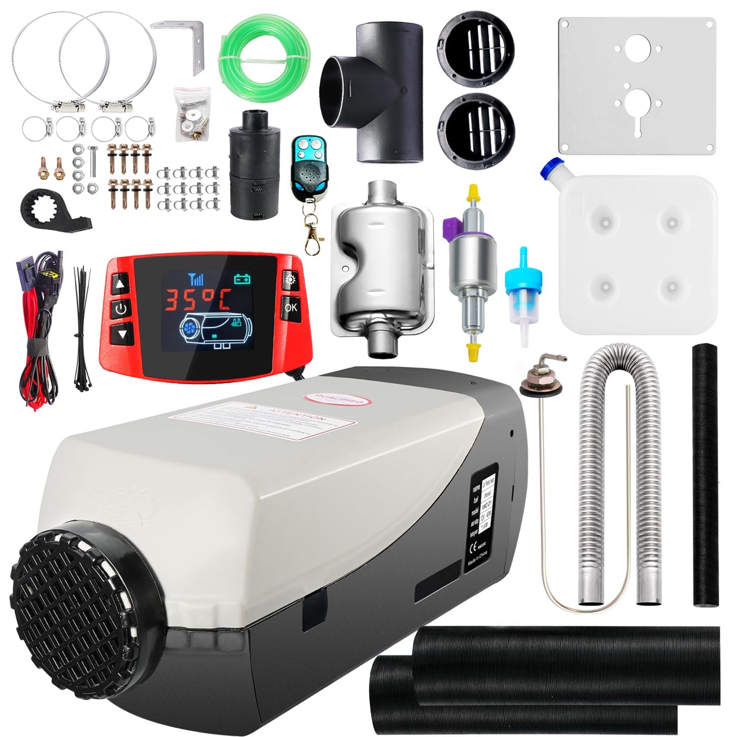 WAYSKA Diesel Heater 12V, 15L Tank, Diesel Air Heater 5KW, Muffler, Diesel Parking Heater with LCD Monitor & Remote Control for Trucks, Trailer, Boat and Motor-Home