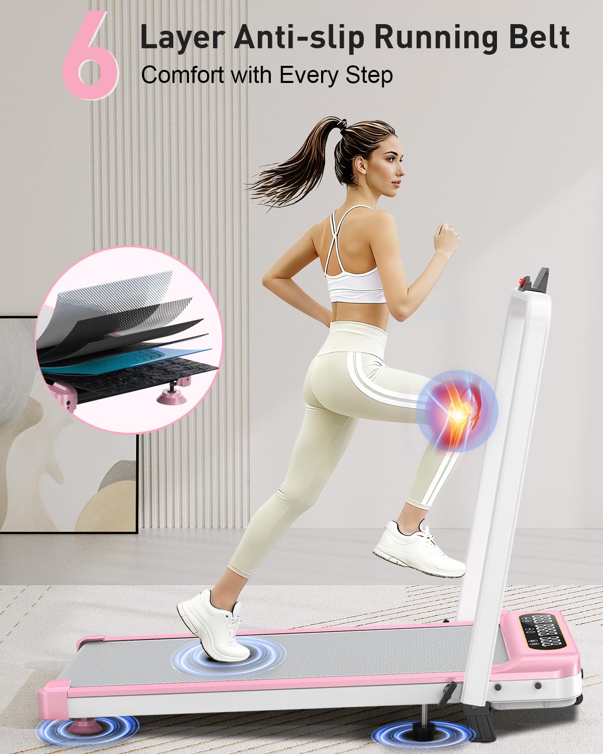 Foldable Treadmill with 10% Incline, Upgrade 3.5HP Low Noise Walking Pad Treadmill with Handle Bar, Trisomy 4 in 1 Portable Under Desk Treadmills for Home/Office, 350Lbs Capacity, APP & Remote Control