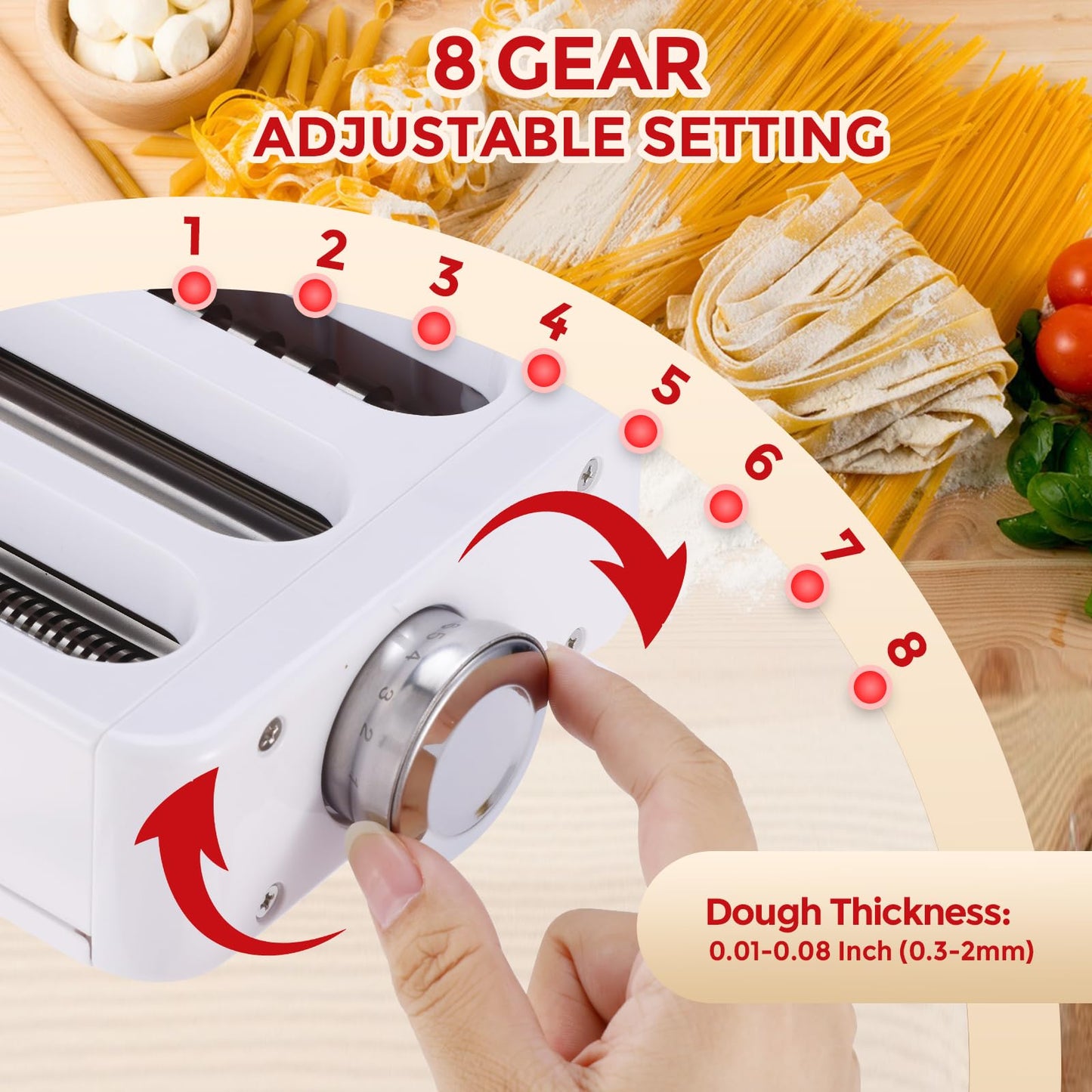 Pasta Maker Attachment for KitchenAid Stand Mixers 3-in-1 Stainless Steel Pasta Roller, Spaghetti/Fettuccine Cutter for KitchenAid Mixer Accessories & Pasta Press by Gomen