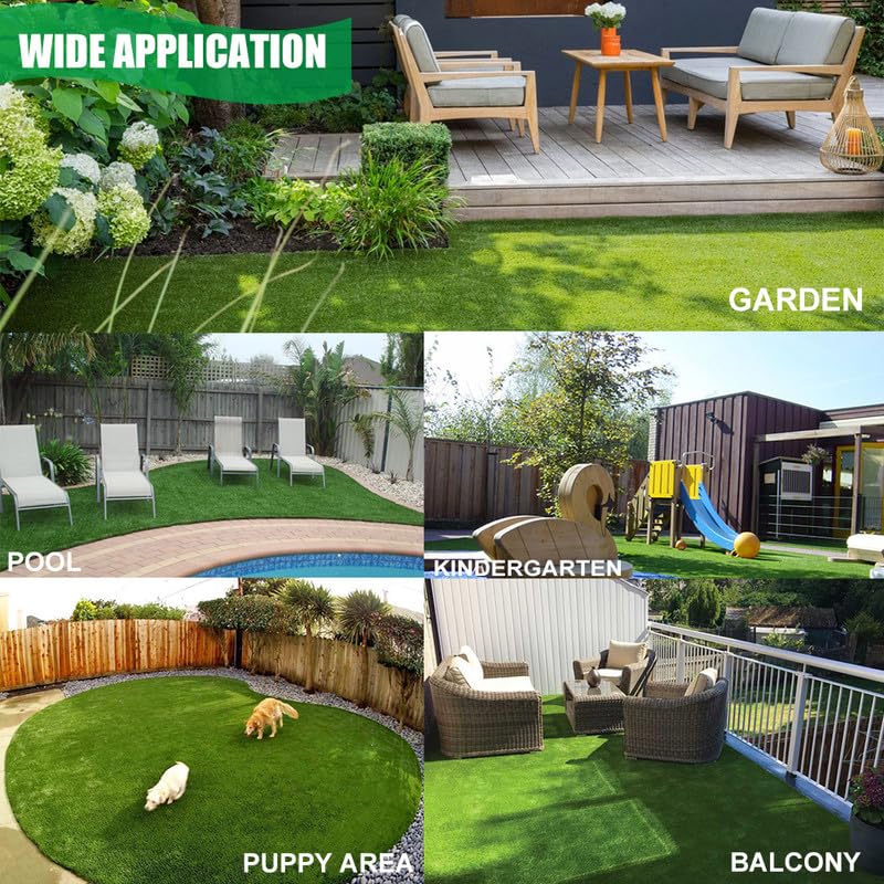 SHNOSU Artificial Grass Turf Rug 7FTX15FT Indoor Outdoor, 1.38" Pile Height Realistic Fake Grass with Drain Holes Astro Turf for Patio Garden Lawn Landscape Balcony