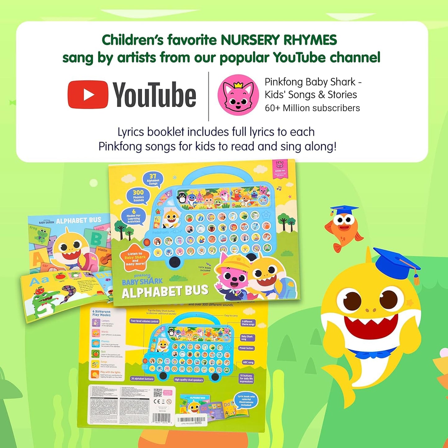 Pinkfong Baby Shark ABC Alphabet Bus (2nd Edition) Sound Pad | Premium Interactive Electronic Toy, Music Pad | Learning & Education Toys, Gifts for Kids and Toddlers