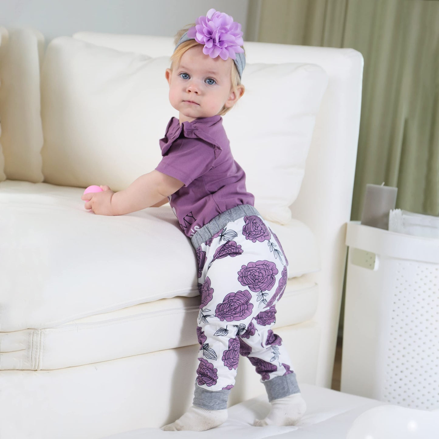 Renotemy Infant Girl Clothes Newborn Outfits Short Sleeve Romper Pants Set 0-3 Months Baby Girl Clothes Outfit Sets