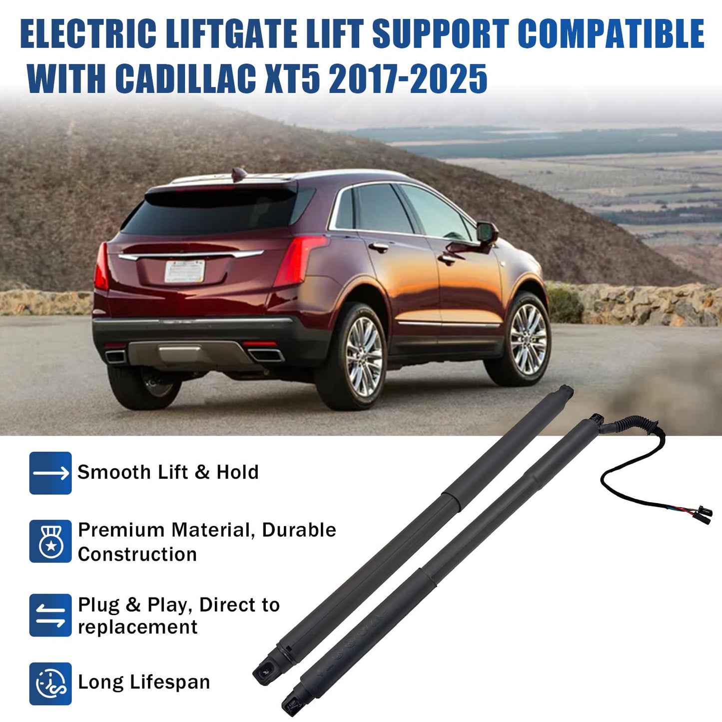 Rear Liftgate Lift Support Set Compatible with Cadillac XT5 2.0L 3.6L 2017-2025 Passenger & Driver Side Tailgate Strut replace for 84452522 23508434 23508432 84096324