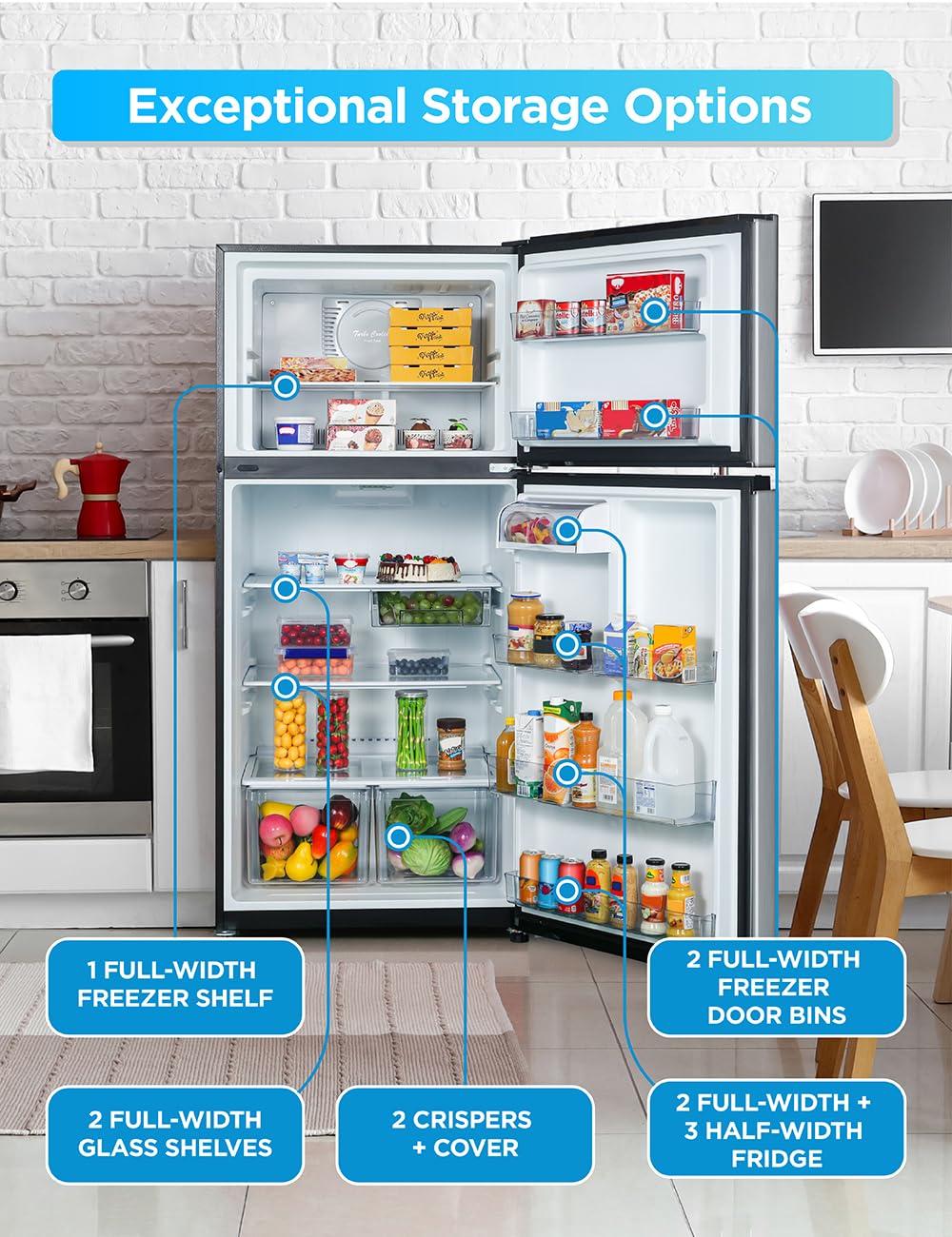Commercial Cool 20 Cu. Ft. Top Mount Refrigerator with Freezer, 2-Door Refrigerator with Top Freezer and Adjustable Temperature Control, Ice Maker Ready, Energy Star Certified, Stainless Look