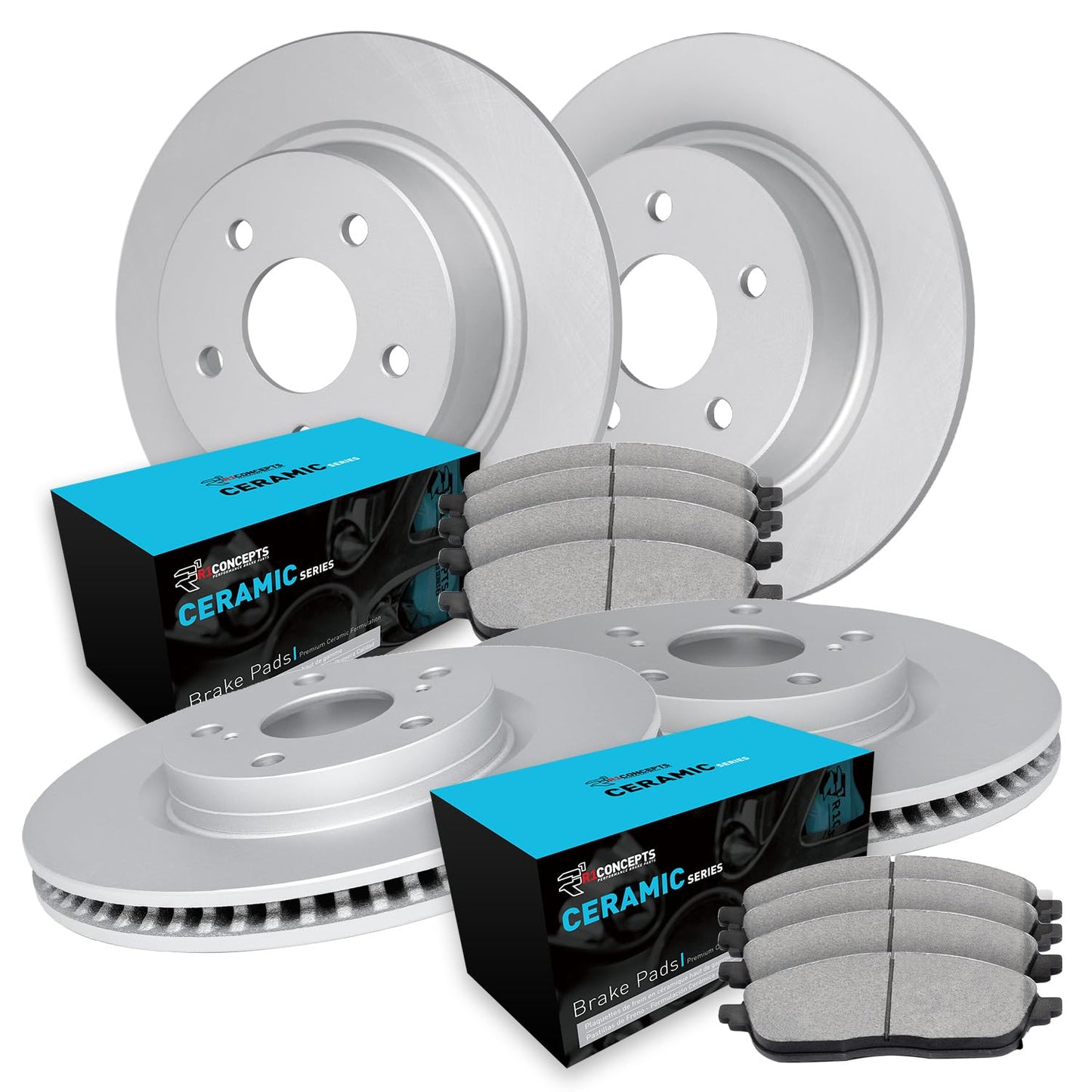 R1 Concepts Front and Rear Brakes and Rotors| Blank Brake Rotors| Ceramic Brake Pads and Rotors Kit| Automotive Replacement Brake Kits
