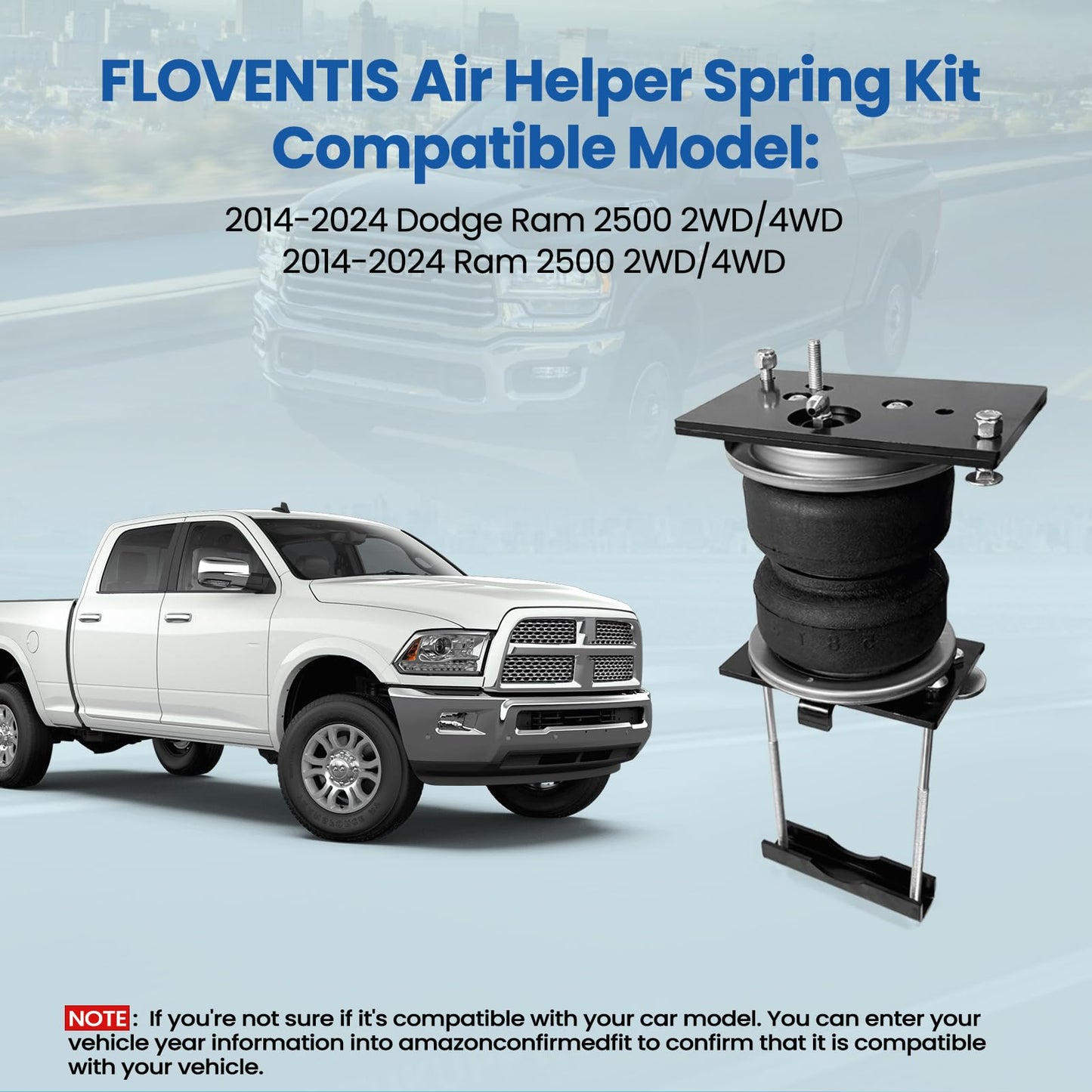 FLOVENTIS 2PCS Air Spring Bags Suspension Kit for 2014-2024 Ram 2500 2WD and 4WD Pickups Ultimate Plus Rear Helper Bag Spring Towing 5000 lbs (7X89289)