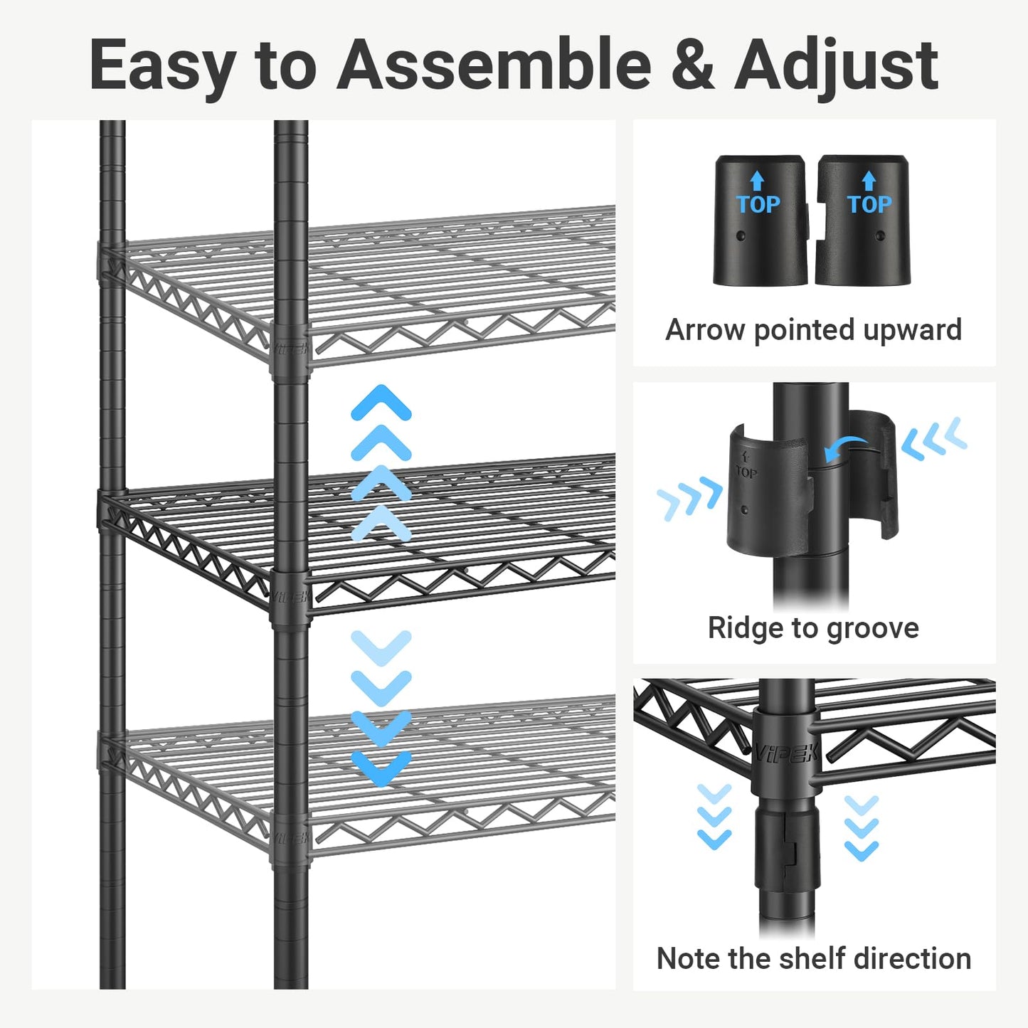 VIPEK X30 Expandable Clothes Rack Adjustable from 5' to 6'11", 950lbs Capacity Heavy Duty Portable Closet Wardrobe with 4 Hanger Rods & 7 Wire Shelves, Metal Closet System for Reach-in Closet, Black