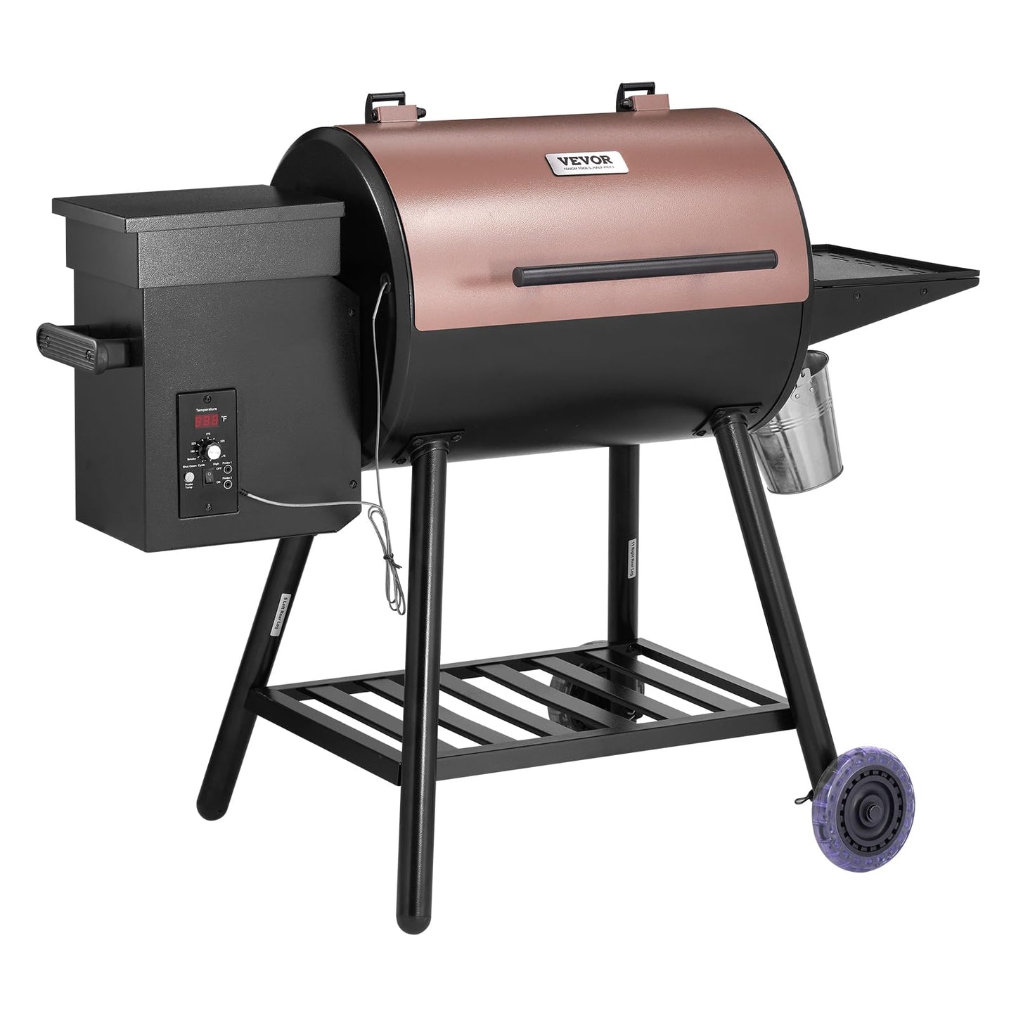 VEVOR Wood Pellet Grill Smoker, 8 in 1 BBQ Grills for Outdoor Cooking, 456 Square Inches Cook Area Electric Grill and Smoker, with Digital Controller, Meat Probe, 500°F Max Temperature, Black