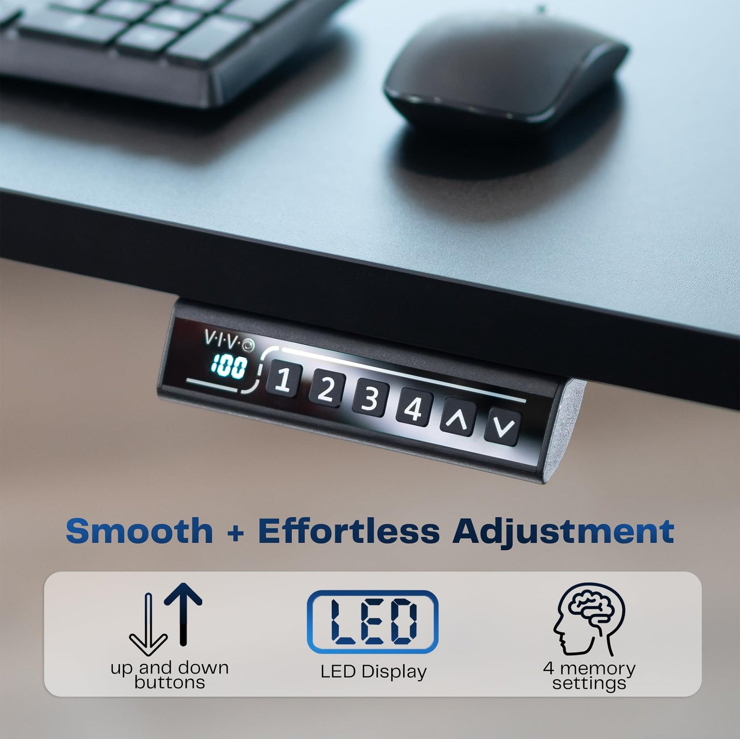 VIVO Electric Stand Up Desk Frame Workstation, Frame Only with 220 lbs Capacity, Brushless Motor Standing Height Adjustable Legs with Memory Controller, Black, DESK-V100EBY