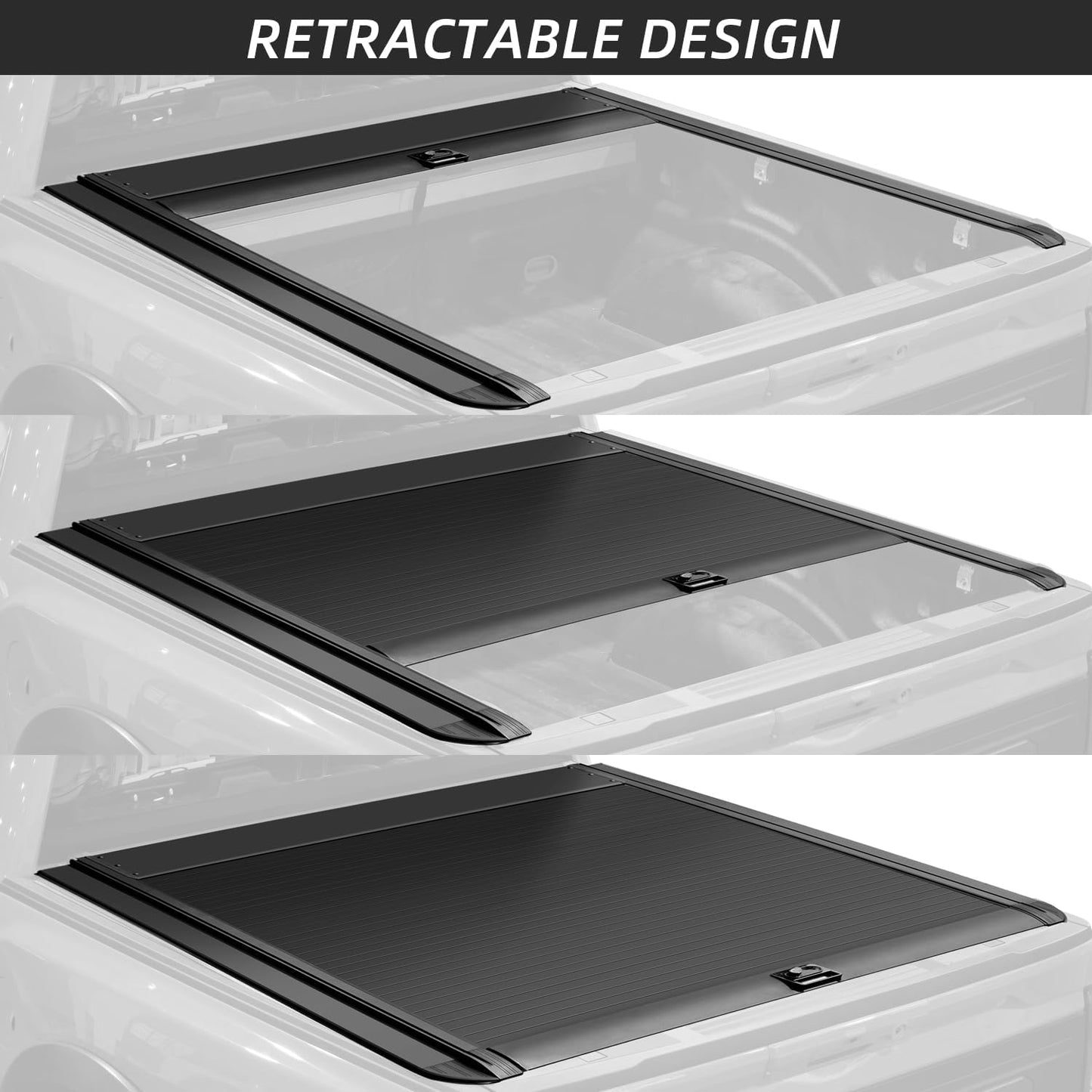Retractable Truck Bed Tonneau Cover Fits 2016-2026 Toyota Tacoma (5'/60") Bed (Incl. TRD/Limited) Password Lock & OE Track System,Black Matte Aluminum Waterproof