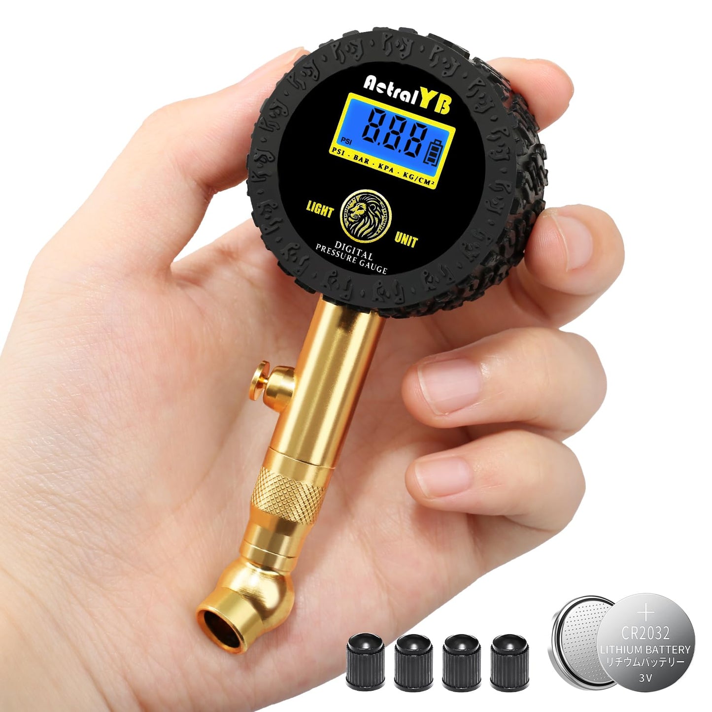 Digital Tire Pressure Gauge, 1.5 inch LED Display, Air Pressure Gauge for Tires with 360° Swivel Chuck, 100 Psi Tire Gauge for Truck Bus RV Car Motorcycle Bike