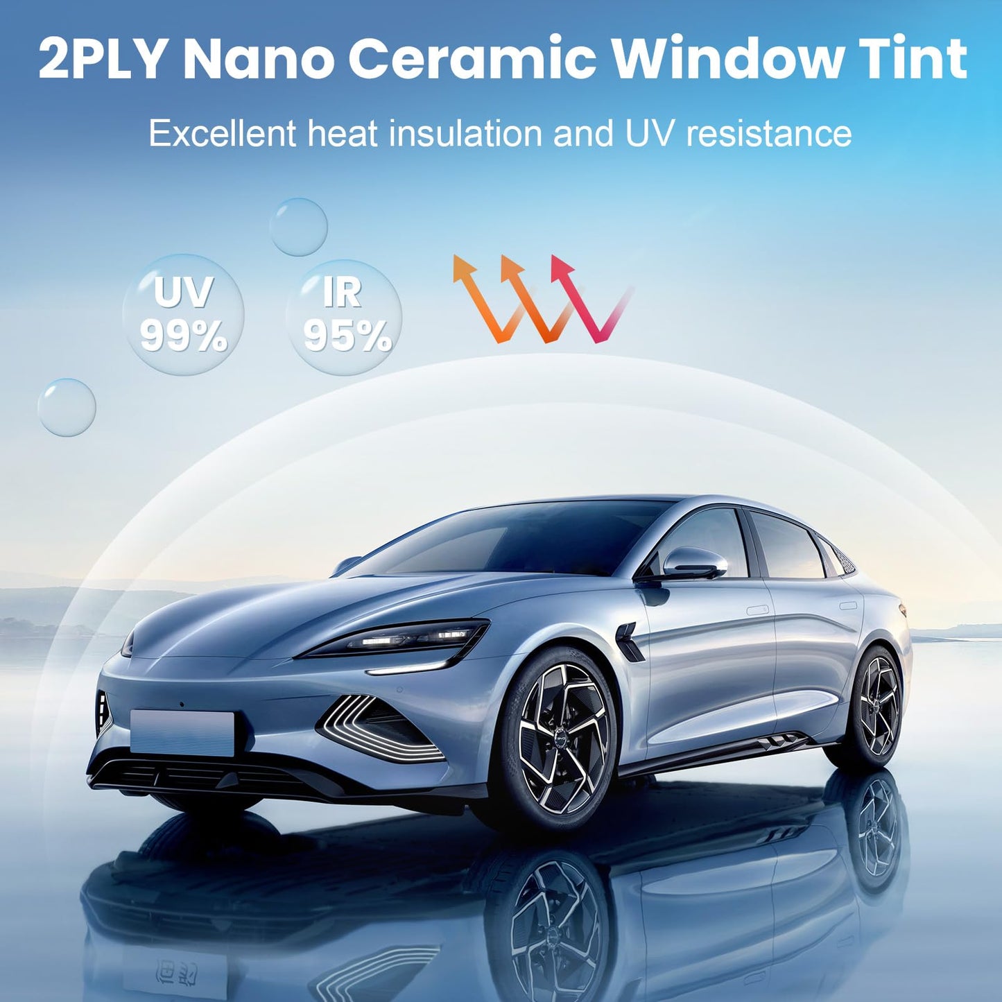 LuxeShade Car Window Tint 5% VLT 36" in x 100'Ft Nano Ceramic Window Tint Roll, 2 Ply Automotive Window Tint Privacy Film for Car Sun Protection, UV & Heat Blocking and Scratch Resistant