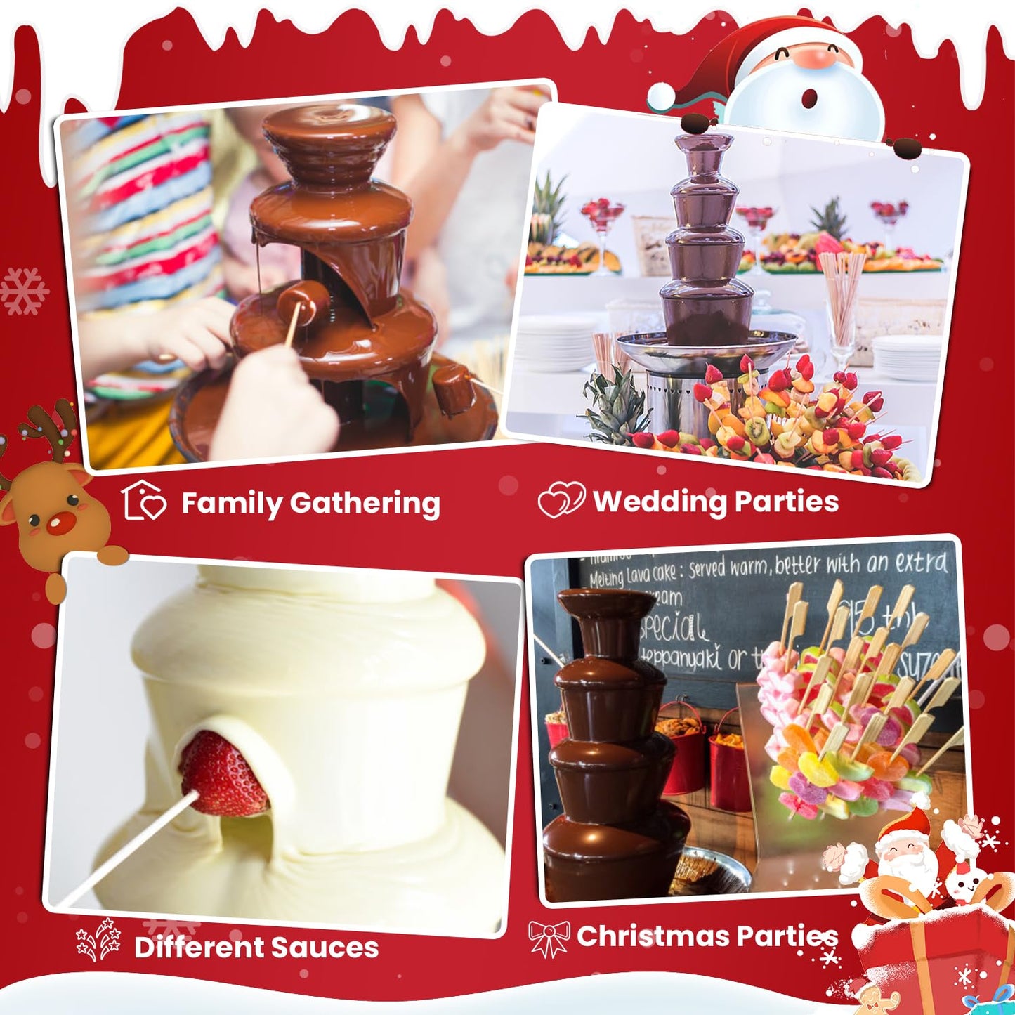 Flyseago Commercial Chocolate Fountain 6 Layers 19Lbs Large Chocolate Fondue Tower Stainless Steel Hot Chocolate Waterfall for Nacho Cheese Knob Control
