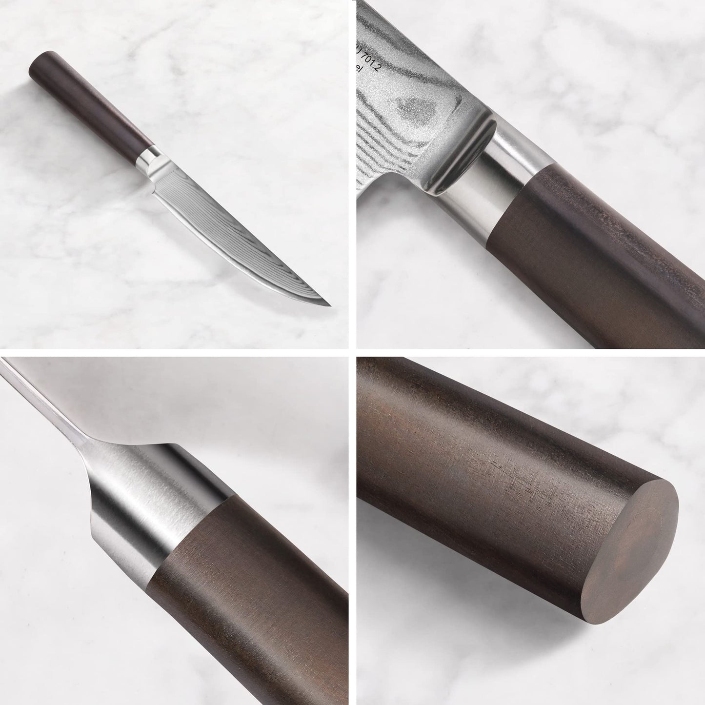 Cangshan HAKU Series 4-Piece Fine-Edge Steak Knife Set with Walnut Box, Forged X-7 Damascus Steel, 501141