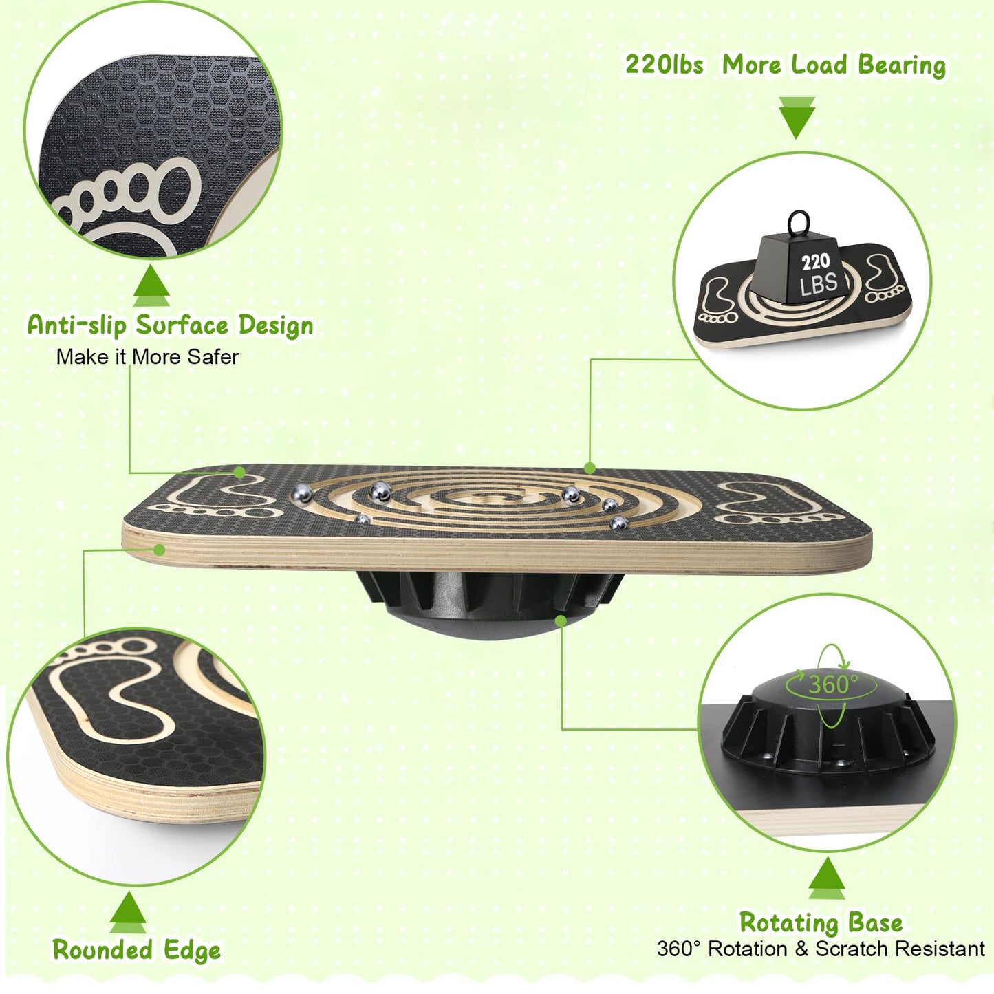 Ciyebst Balance Board Maze for Kids, 17.5-Inch Wobble Board Rocking Seesaw Sensory Training with 6 Balls, Non-Slip Pedals Indoor Outdoor for Boys Girls