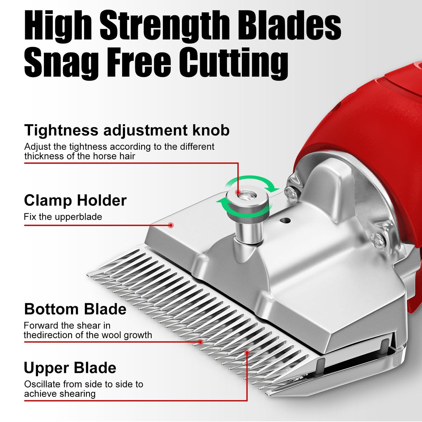 Vkdemer Cordless Horse Clippers,500W Heavy Duty Horse Grooming Clippers with 2 PCS Rechargeable 3000mAH Lithium Battery,6 Speed Professional Horse Grooming Kit for Thick Coat Animals
