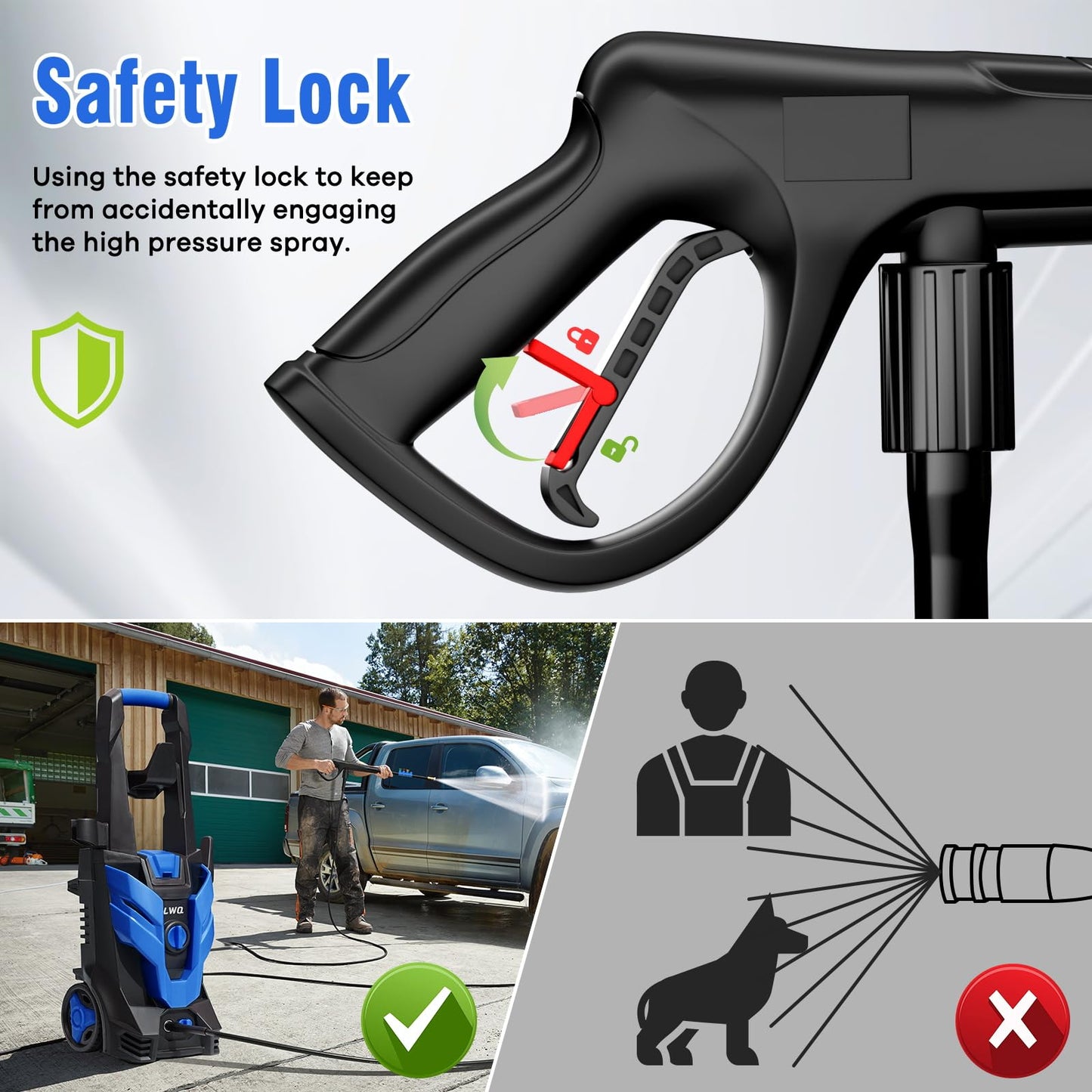 Pressure Washer, Power Washer with 4 Quick Connect Nozzles 1 Foam Cannon, High Pressure Cleaning Machine for Cars/Fences/Driveways/Patios/Farms/Home Cleaning