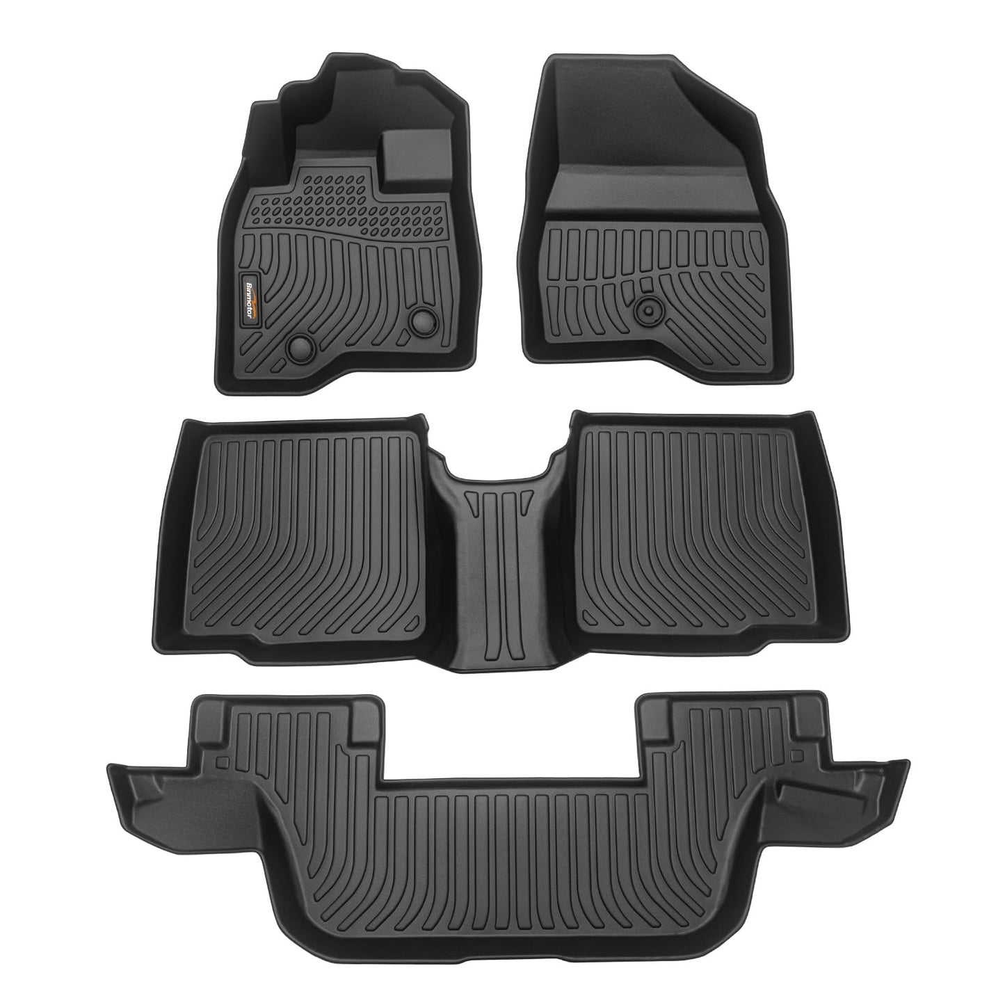 Binmotor-All Weather Floor Mats Custom Set for Ford Explorer 7 Seat 2015-2019, Heavy Duty TPE Car Floor Liners Explorer Accessories