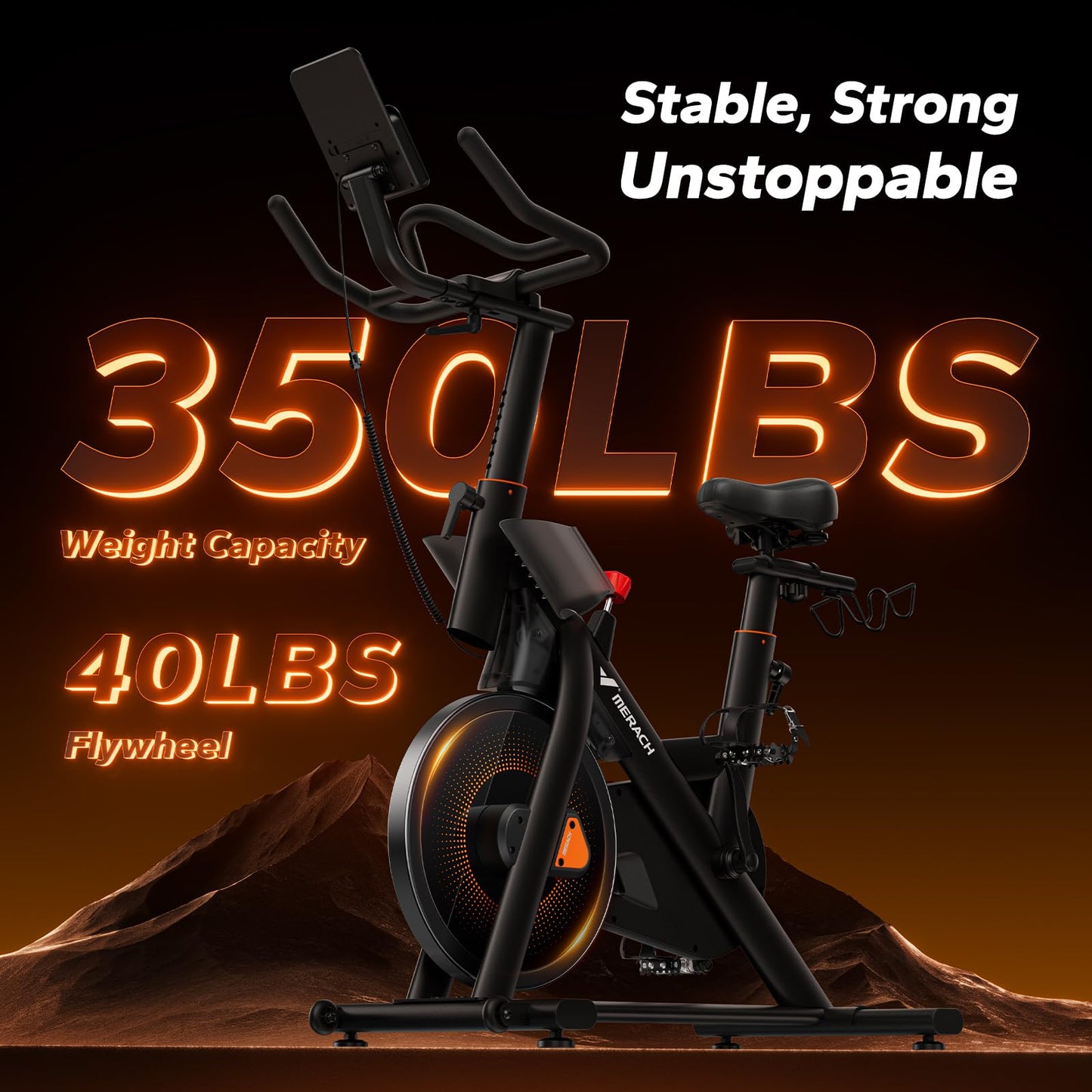 Merach Magnetic Exercise Bike, Self powered Indoor Cycling Bike with Self-Developed App, 350 lbs Weight Capacity & 40 lbs Flywheel, Stationary Bikes for Home Cardio Gym Fitness