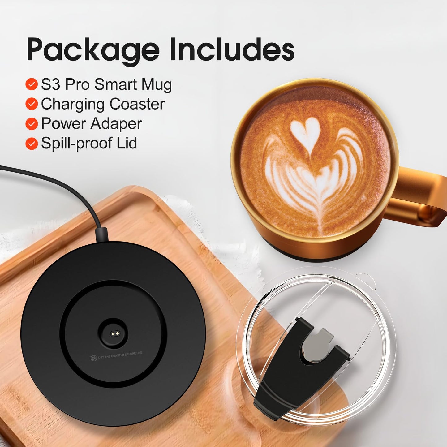 Vsitoo S3 Pro 14oz Smart Self Heating Coffee Mug,Heated Coffee Mug with Auto-Sensing AI Heats Drinks to 120-150°F Hands-Free.Perfect for Home/Office,Ideal Gift fo Men/Women，Copper