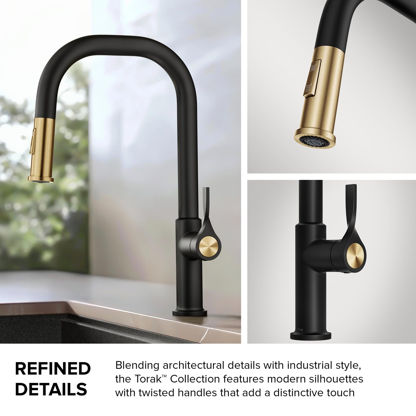 KRAUS Torak Pull Down Kitchen Faucet in Matte Black with 2 Function Sprayer, Pre-Attached Water Lines, and Mounting Hardware, KPF-2841MB