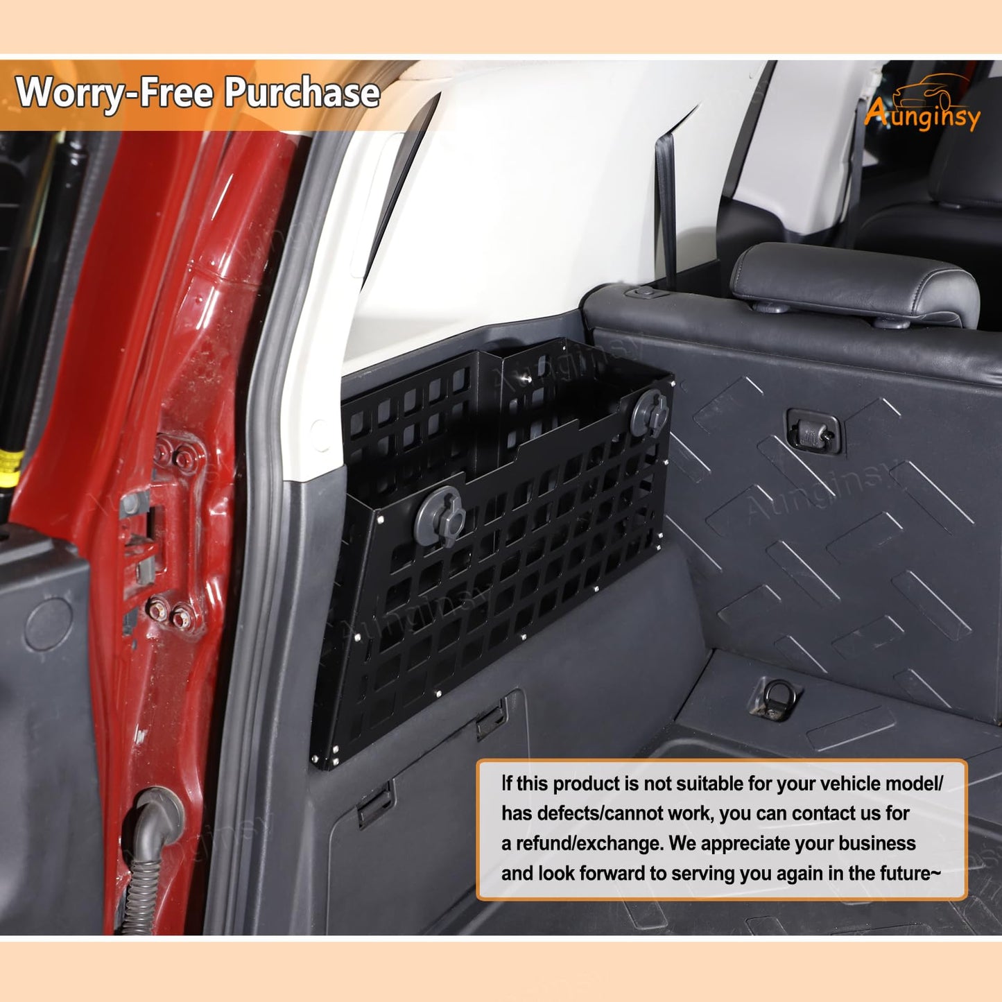 Aunginsy Car Organizer Compatible with Toyota FJ Cruiser 2007-2021 Aluminum Alloy Car Rear Left Side Storage Basket Bag Multifunctional Trunk Storage Box Organizer
